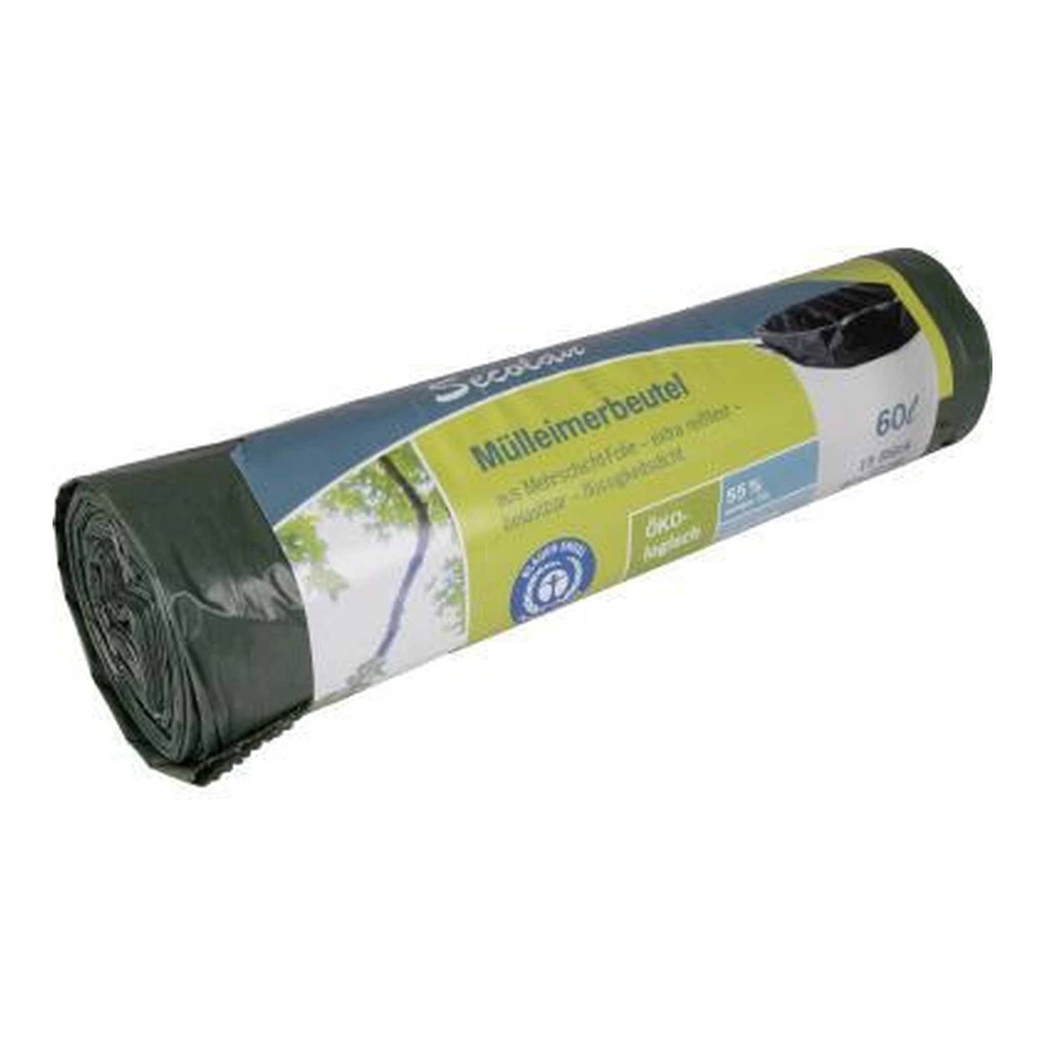 SECOLAN | Müllbeutel Secolan 60 x 72 cm (B x H) 30µm 60l | Polyethylen 100 % recycelt schwarz 15 St./Pack.