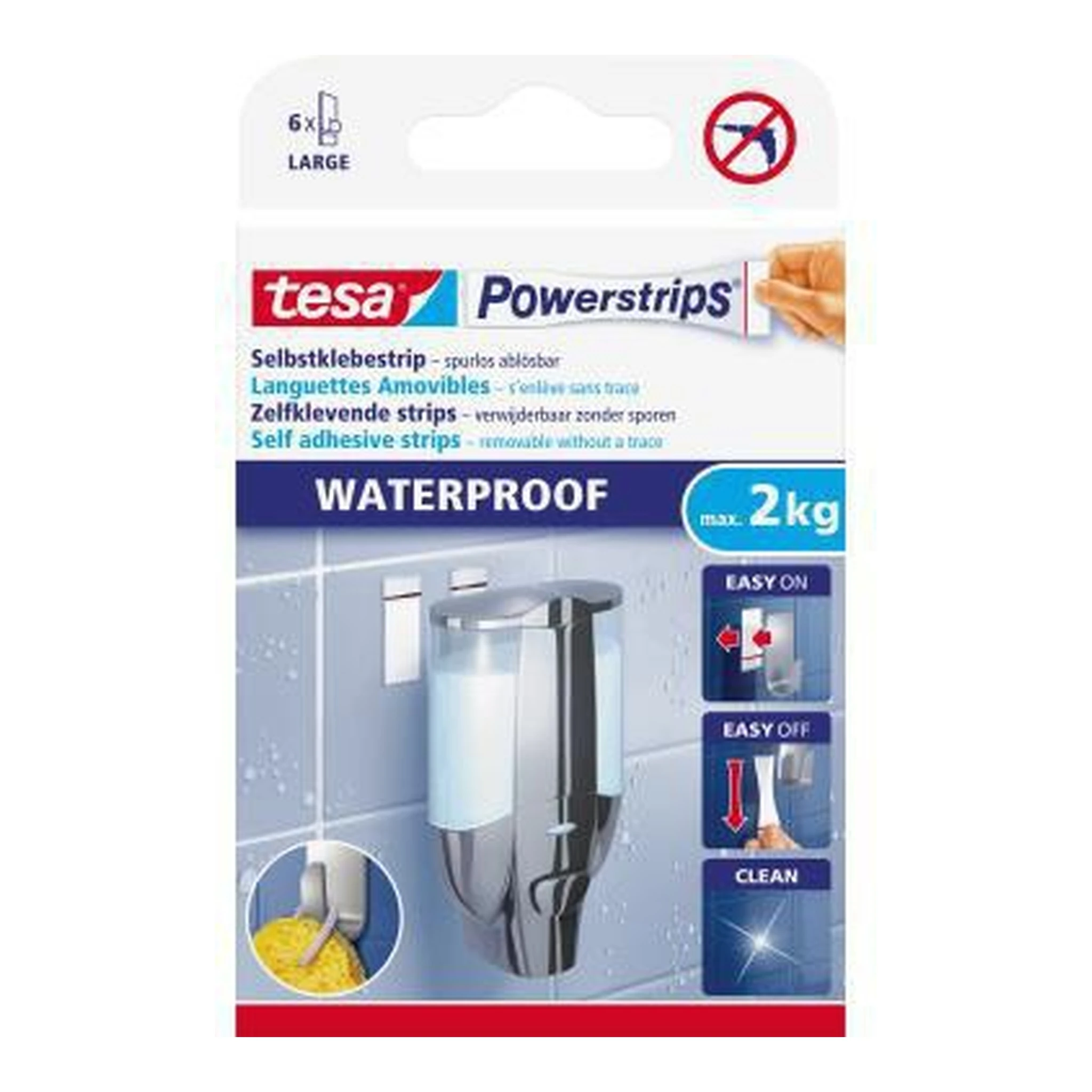 TESA | Klebepad tesa® Powerstrips® Waterproof Large 20 | x 50 mm (B x L) weiß 6 St./Pack.