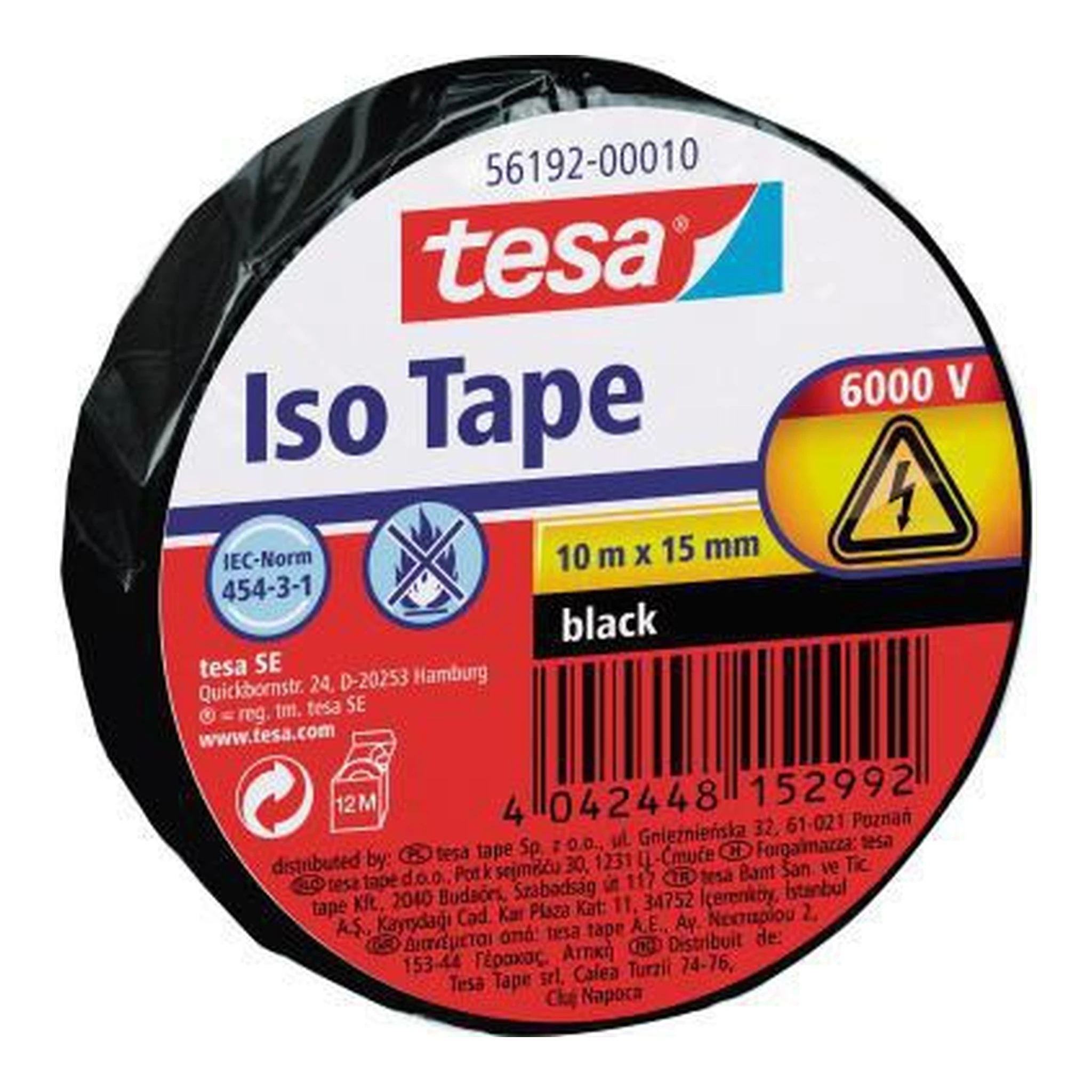 TESA | Isolierband tesa® Iso Tape 15 mm x 10 m (B x L) | 6.000V PVC schwarz