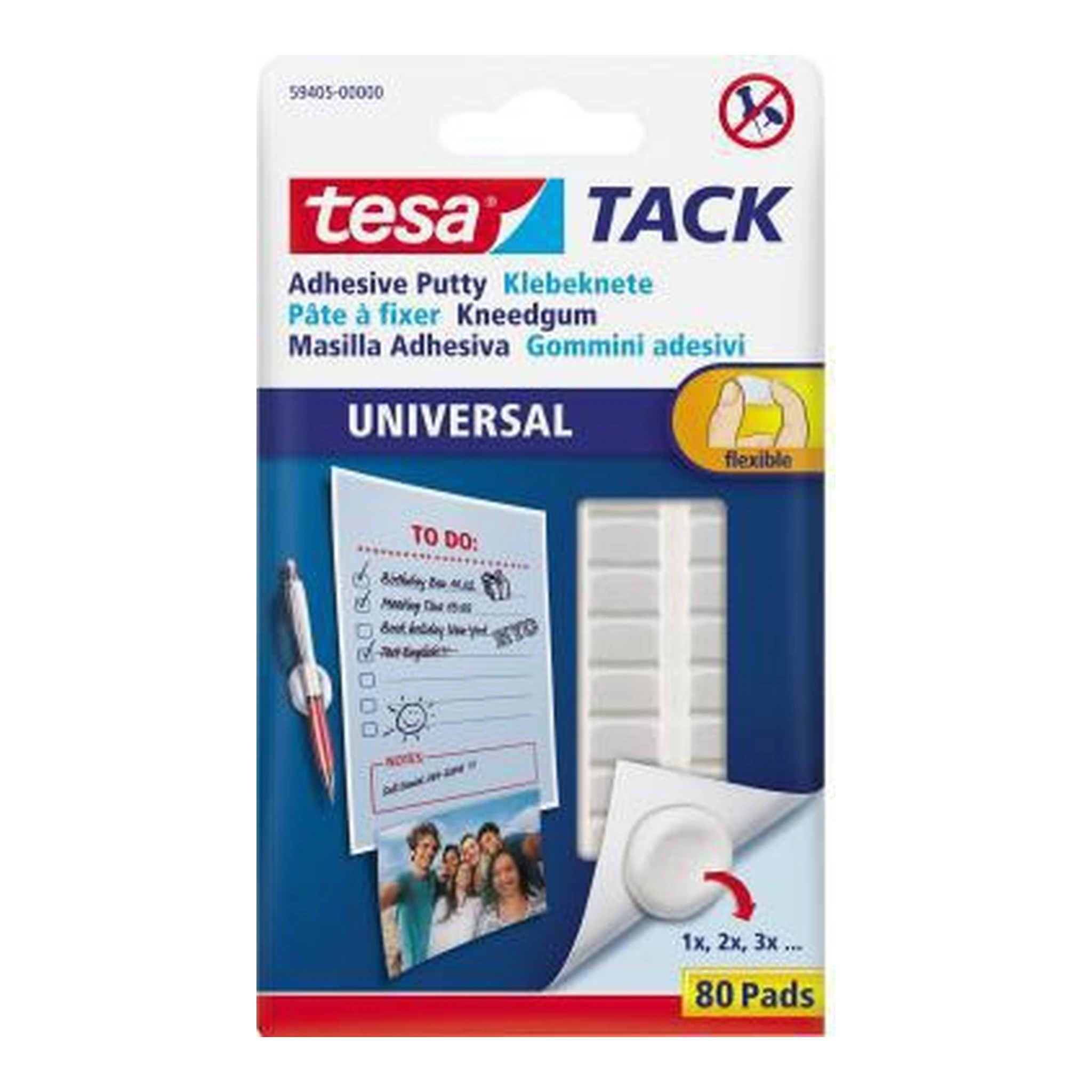 TESA | Klebepad tesa® TACK Glas Metall Holz | Innenbereich 8,5 x 13 mm (B x L) weiß 80 St./Pack.