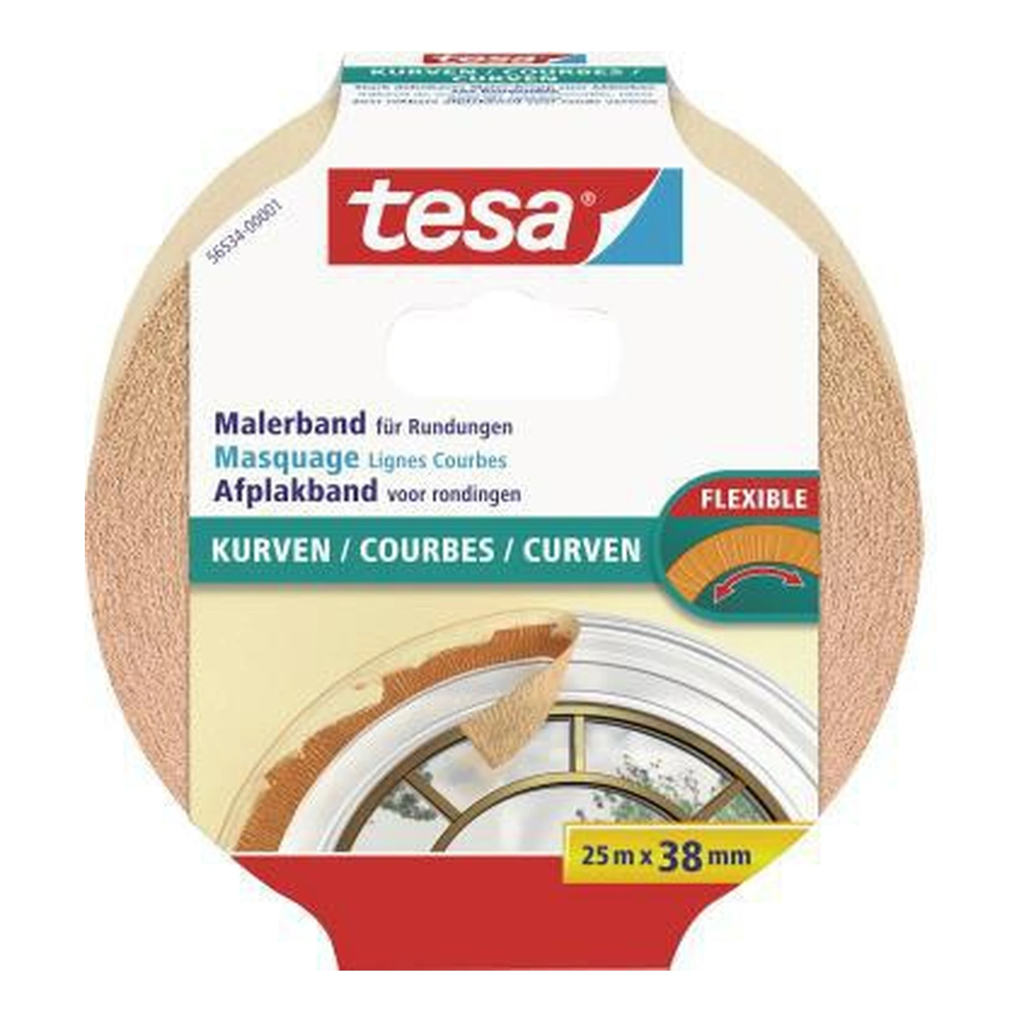 TESA | Kreppband tesa® KURVEN Innenbereich 38 mm x 25 m | (B x L) Naturkautschuk beige