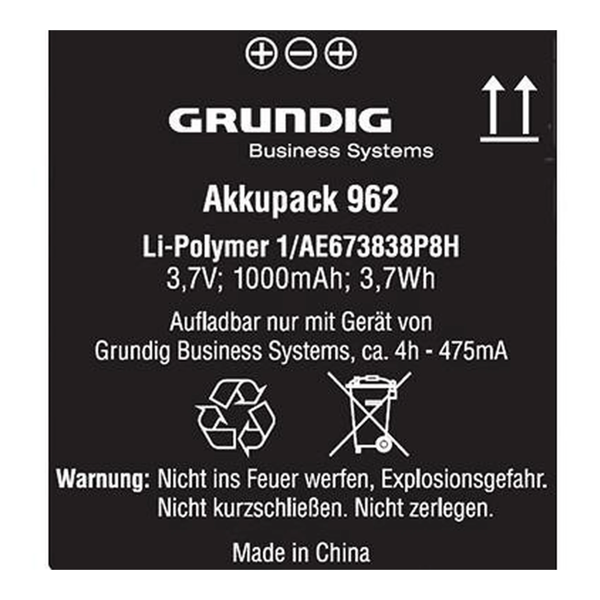 GRUNDIG | Akku Grundig 962 Li-Polymer 1.000 mAh | Grundig 962 Li-Polymer 1.000 mAh