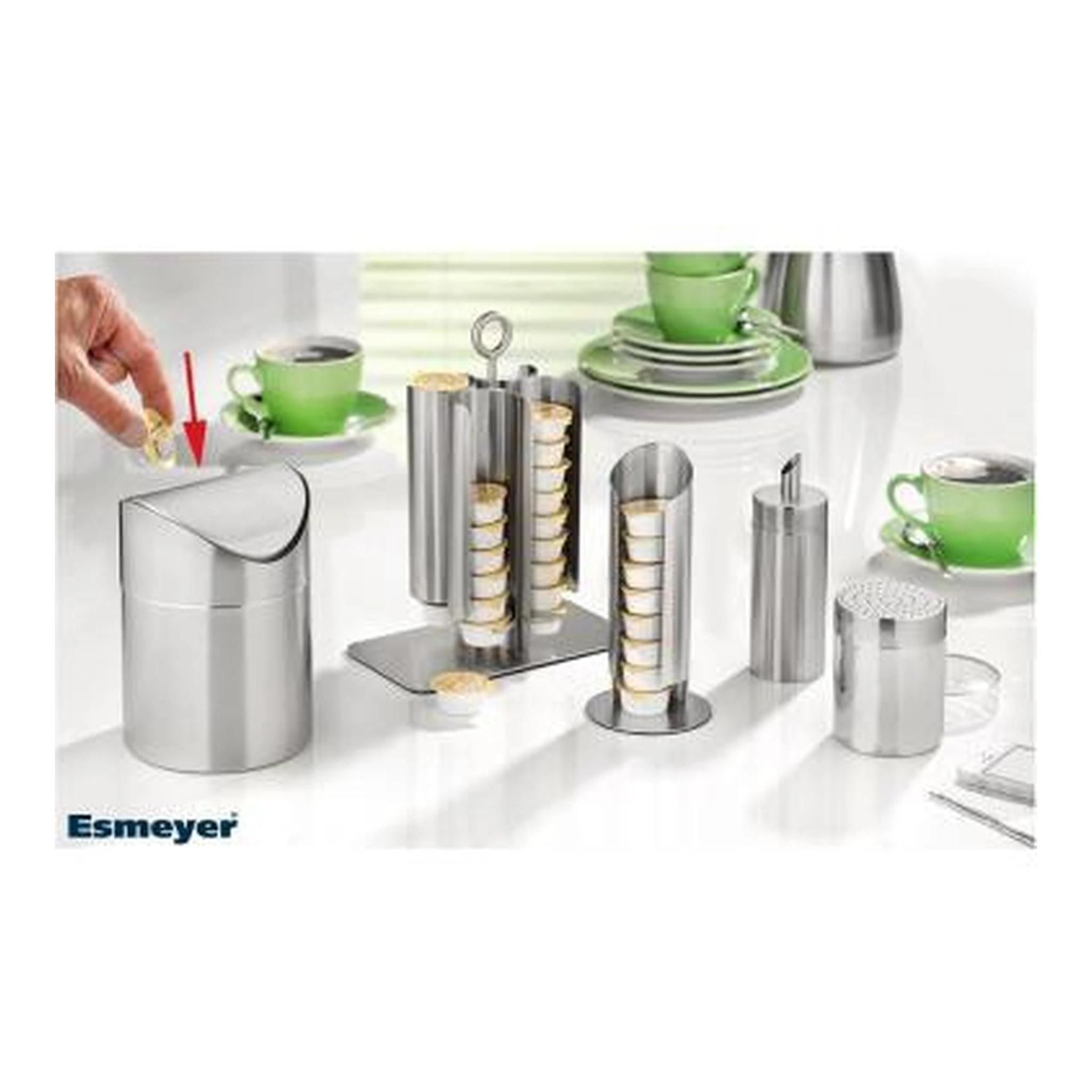 ESMEYER | Tischabfallbehälter Esmeyer® SWING rund 12 x 16,5 cm (D. x H Sortierfach – Bild 3