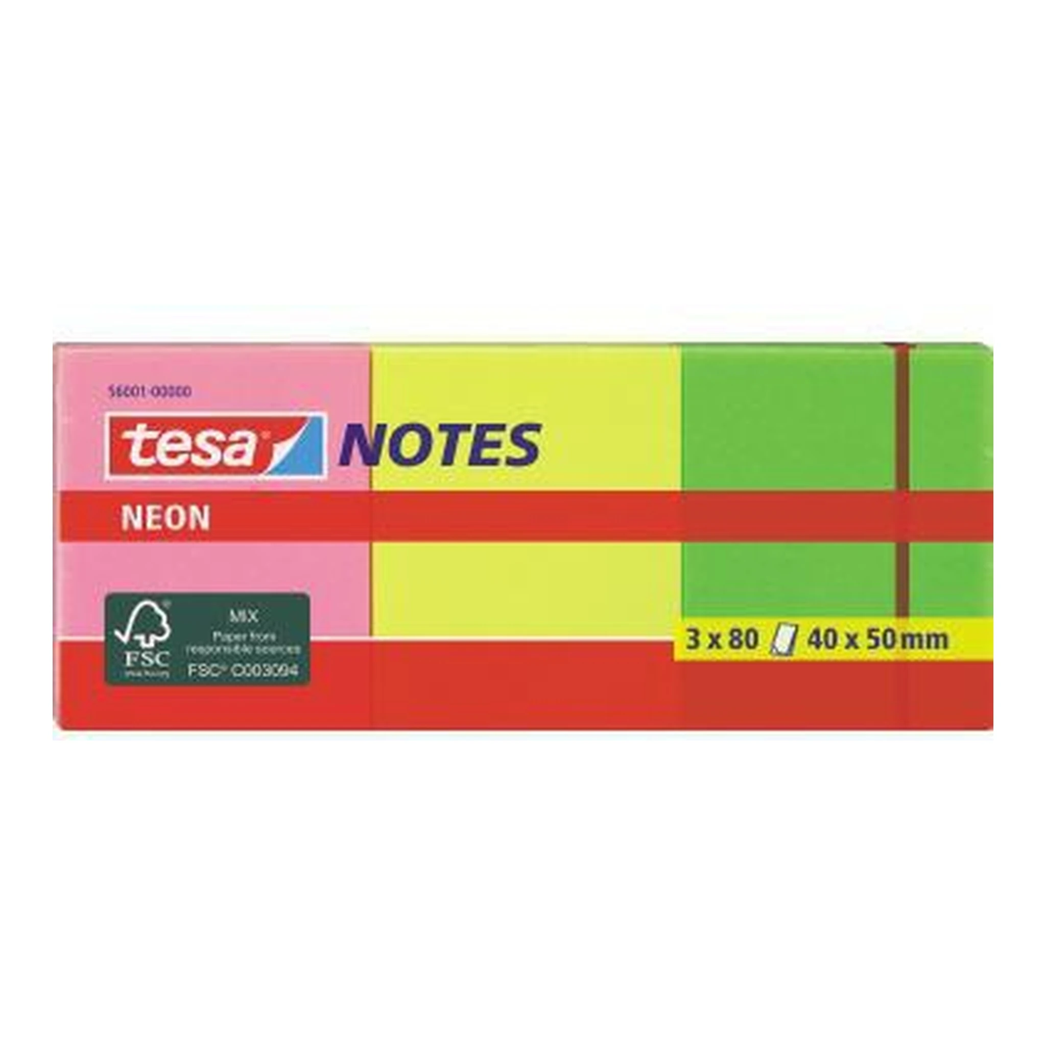 TESA | Haftnotiz tesa® Neon Notes 40 x 50 mm (B x H) pink | gelb grün 80 Bl./Block 3 Block/Pack.