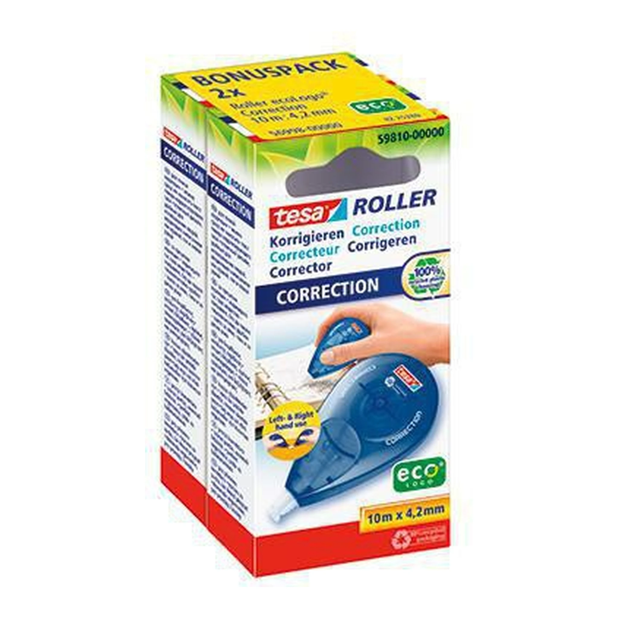 TESA | Korrekturroller tesa® ecoLogo® Left & Right 4,2 mm x 10 | m (B x L) seitliche Anwendung 2 St./Pack.