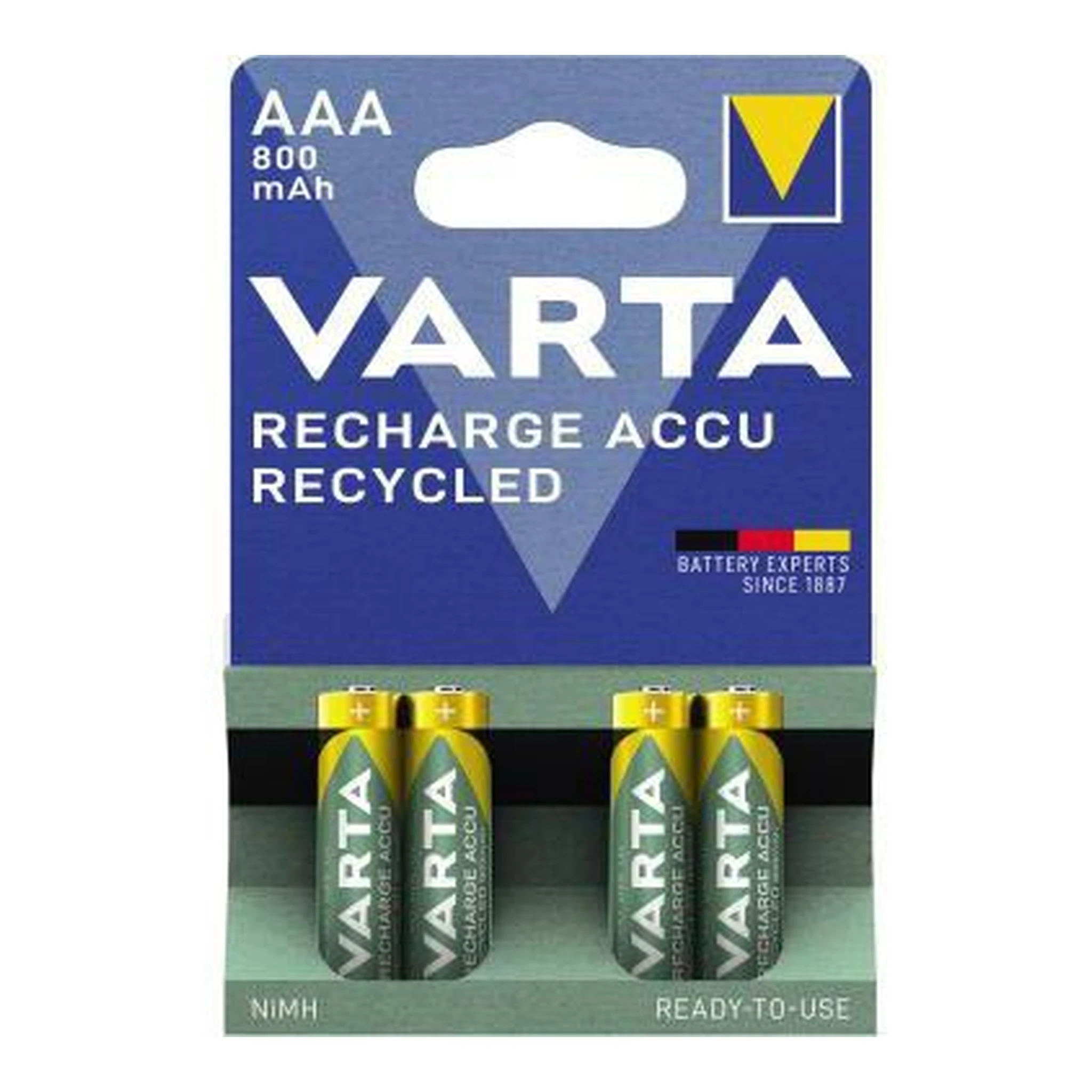 VARTA | Akku Varta Recycled AAA/Micro HR03 | Nickel-Metallhydrid 1,2V 800 mAh 4 St./Pack.