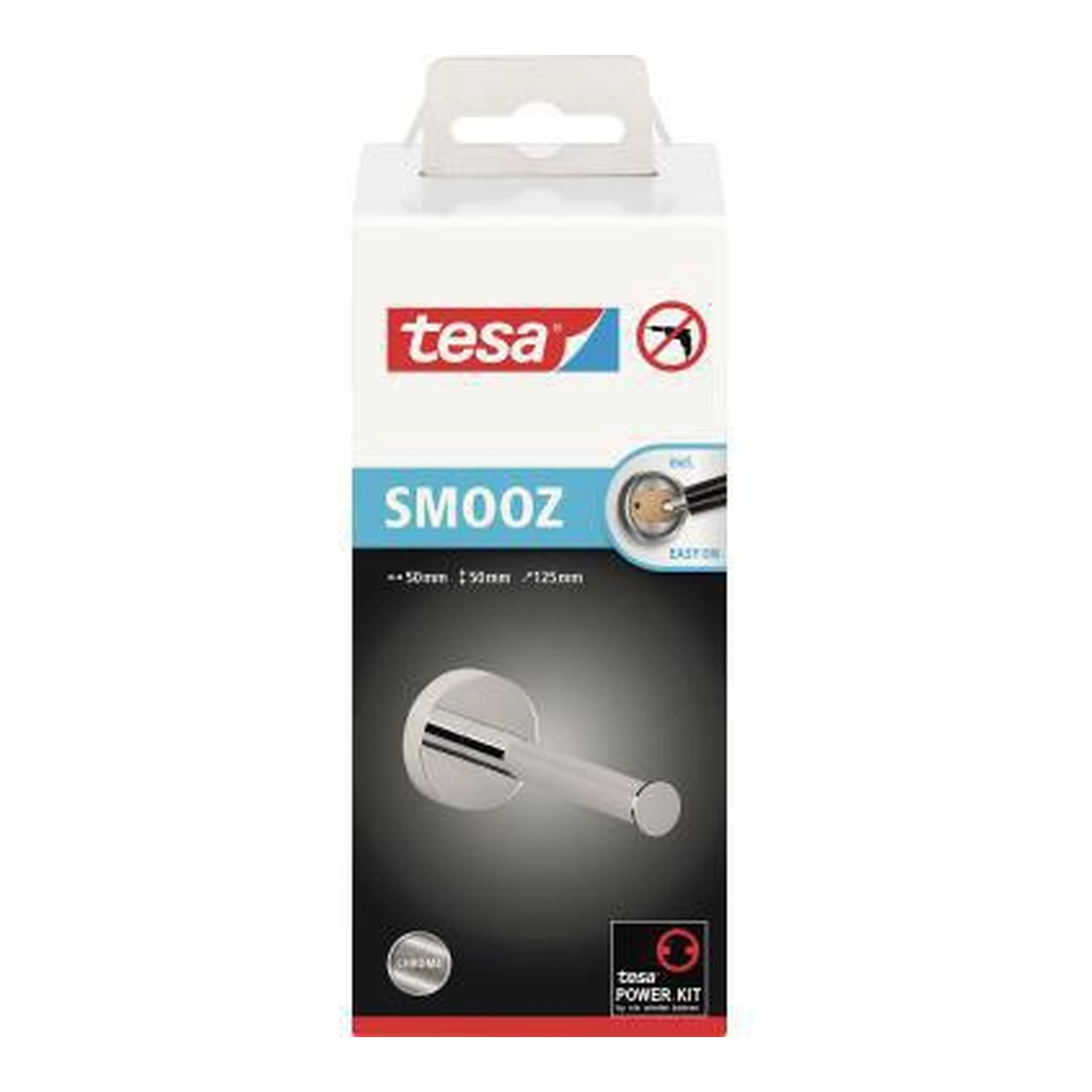 TESA | WC-Rollenhalter tesa® SMOOZ 5 x 12,5 cm (D. x H) 1 Rolle | inkl. Klebelösung Metall chrom