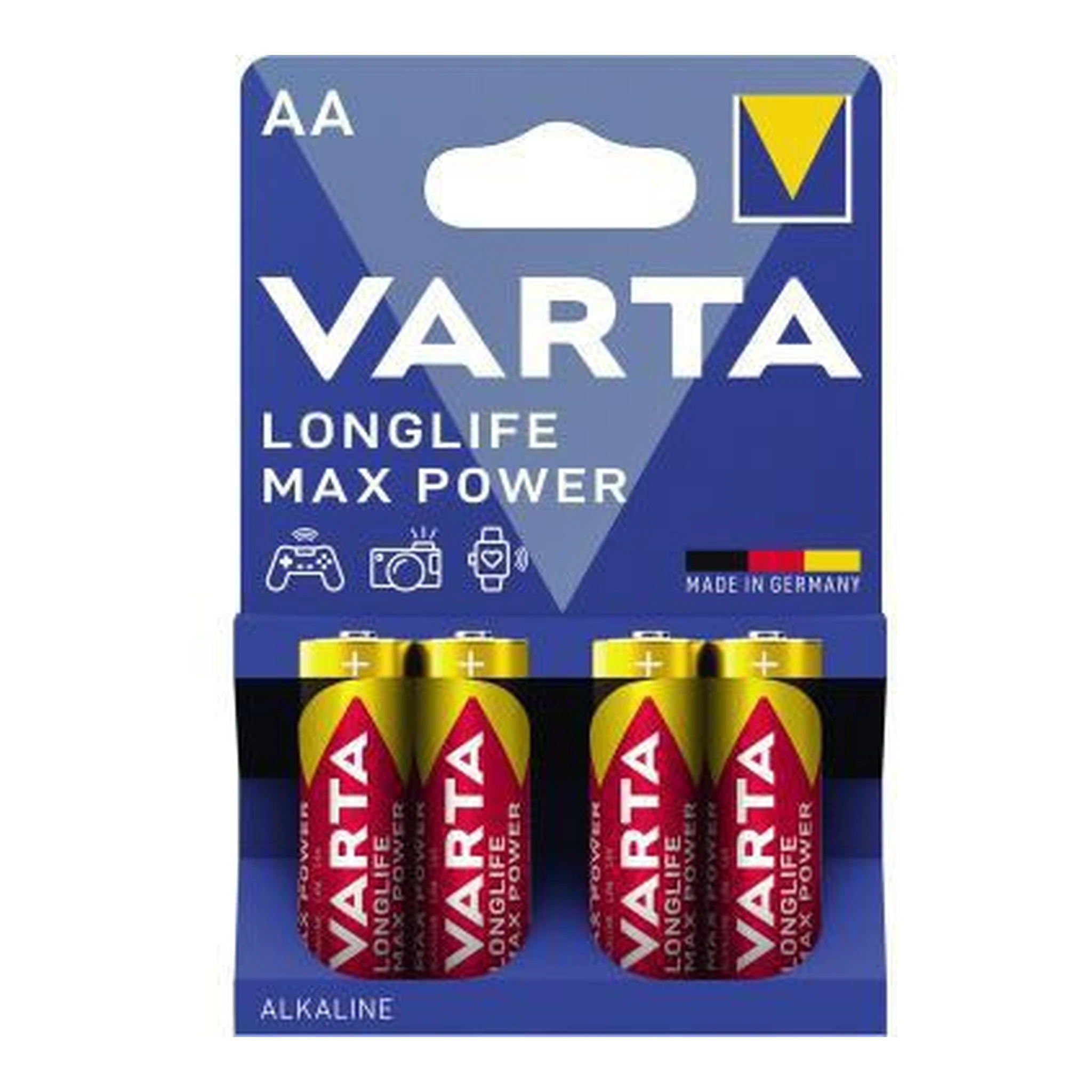 VARTA | Batterie Varta Longlife Max Power AA/Mignon LR6 | Alkaline 1,5V 2.980 mAh 4 St./Pack.