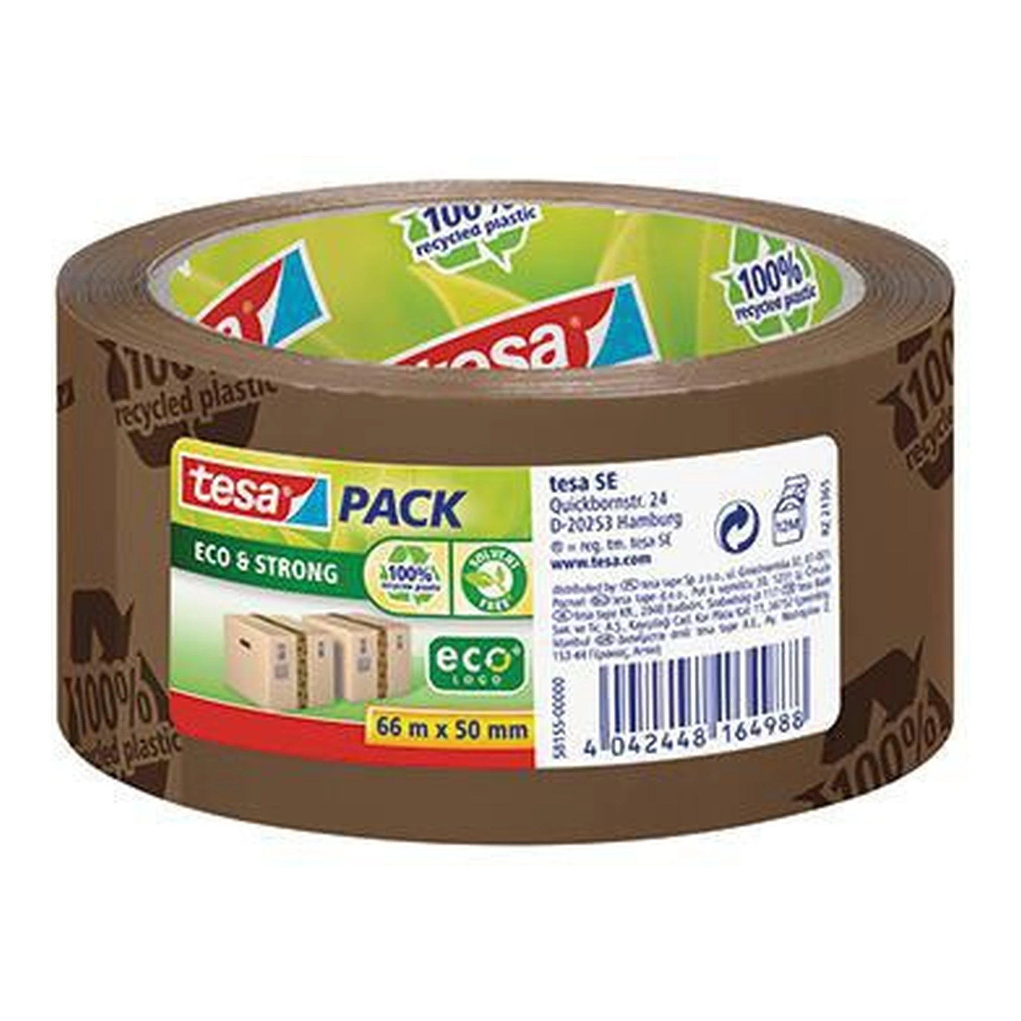 TESA | Packband tesa® tesapack® Eco & Strong 50 mm x 66 | m (B x L) Polypropylen braun 100 % recycled plastic