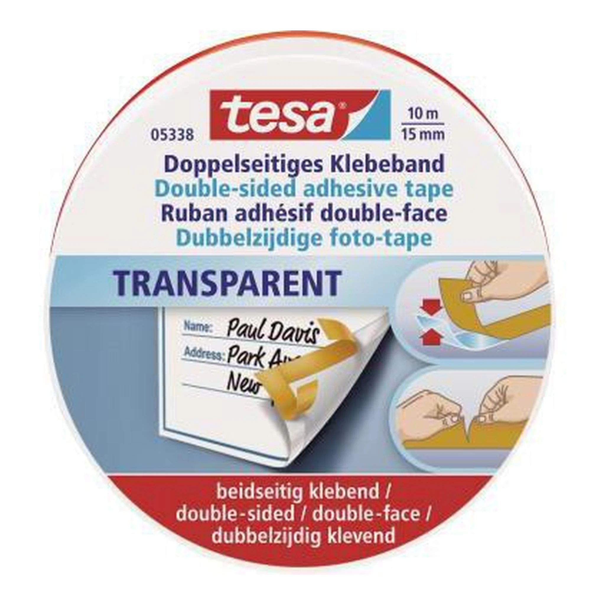 TESA | Klebeband tesa® Doppelband 15 mm x 10 m (B x L) | beidseitig klebend Vlies transparent