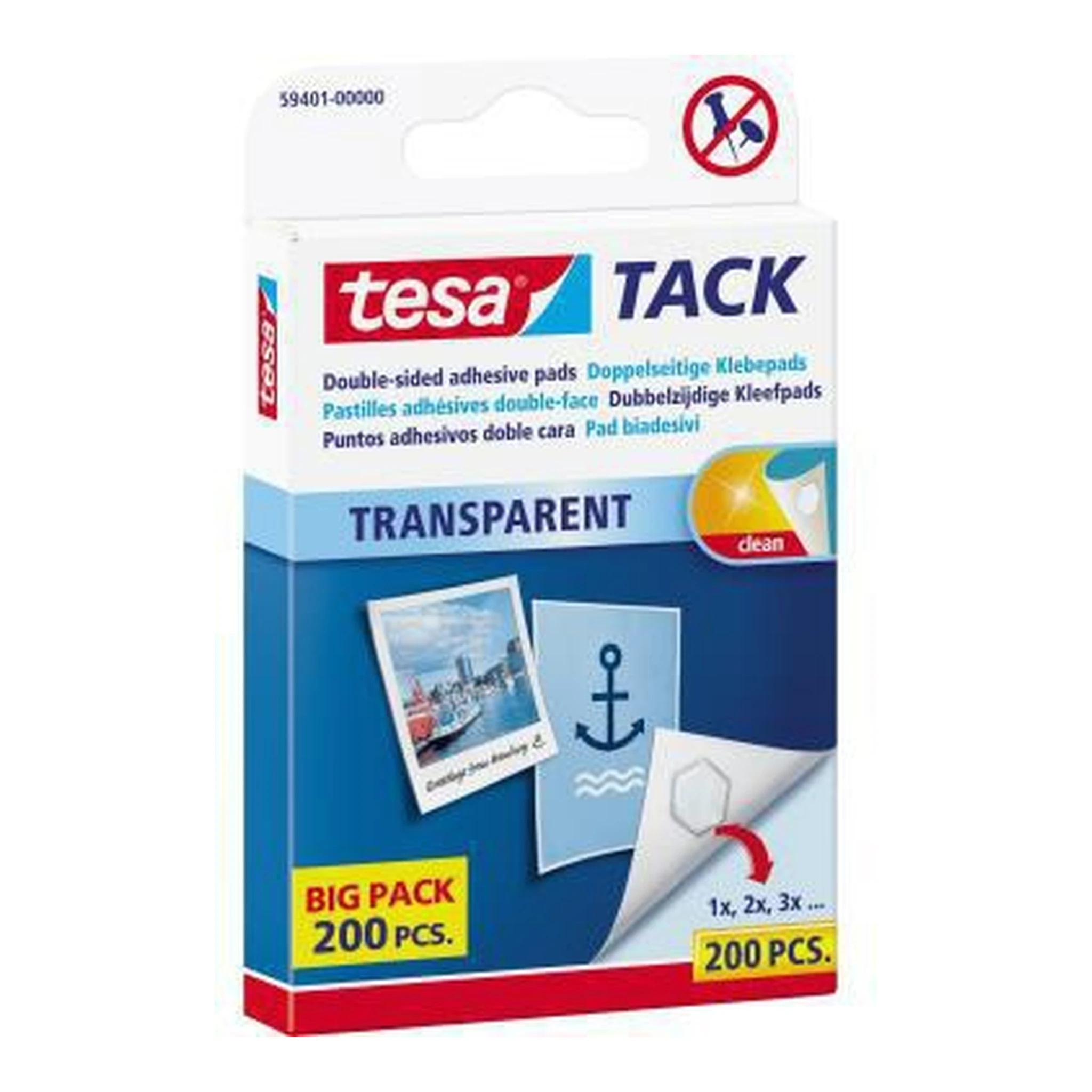 TESA | Klebepad tesa® TACK Transparent Papier Pappe | Fotos 10 x 10 mm (B x L) transparent 200 St./Pack.