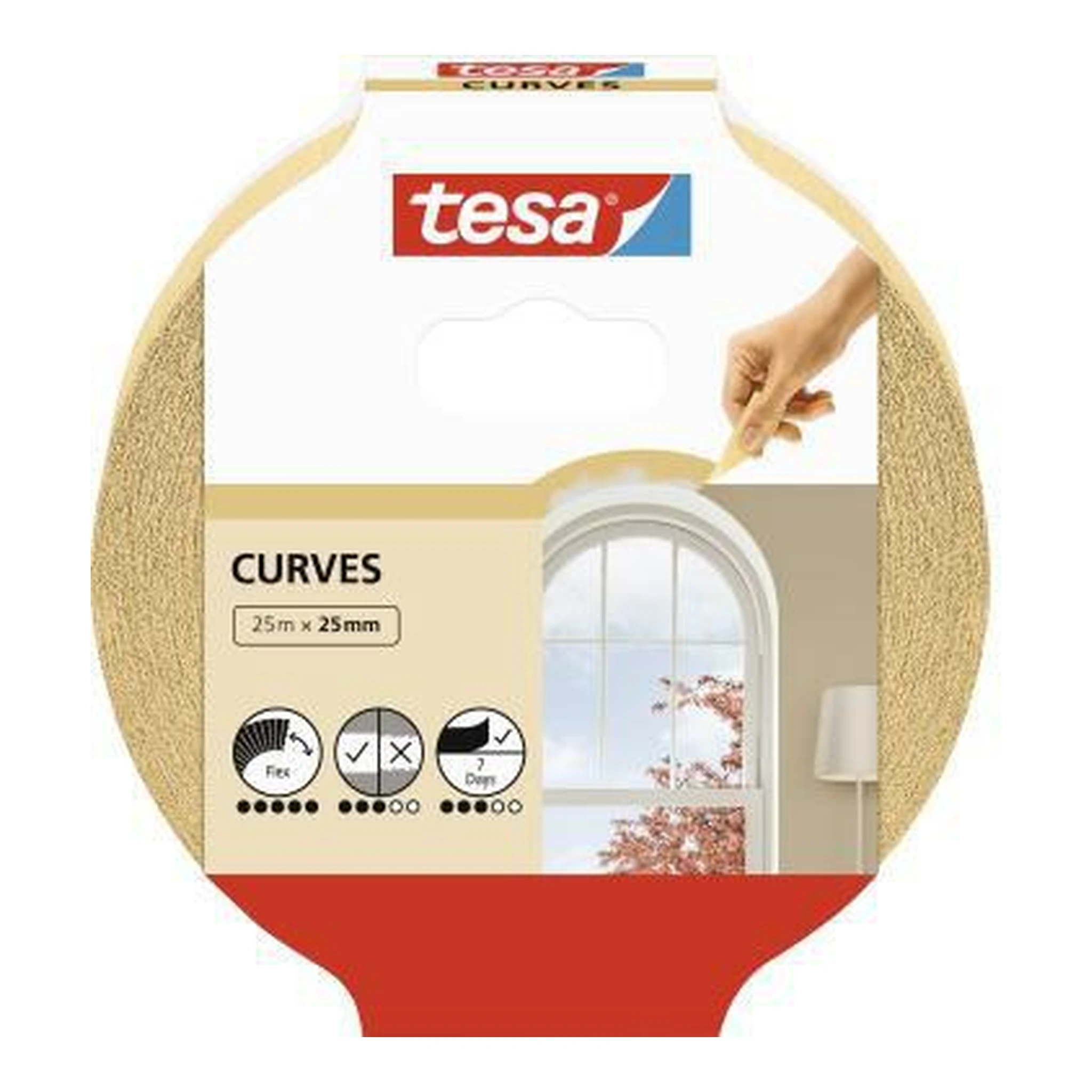 TESA | Kreppband tesa® KURVEN Innenbereich 25 mm x 25 m | (B x L) Naturkautschuk beige