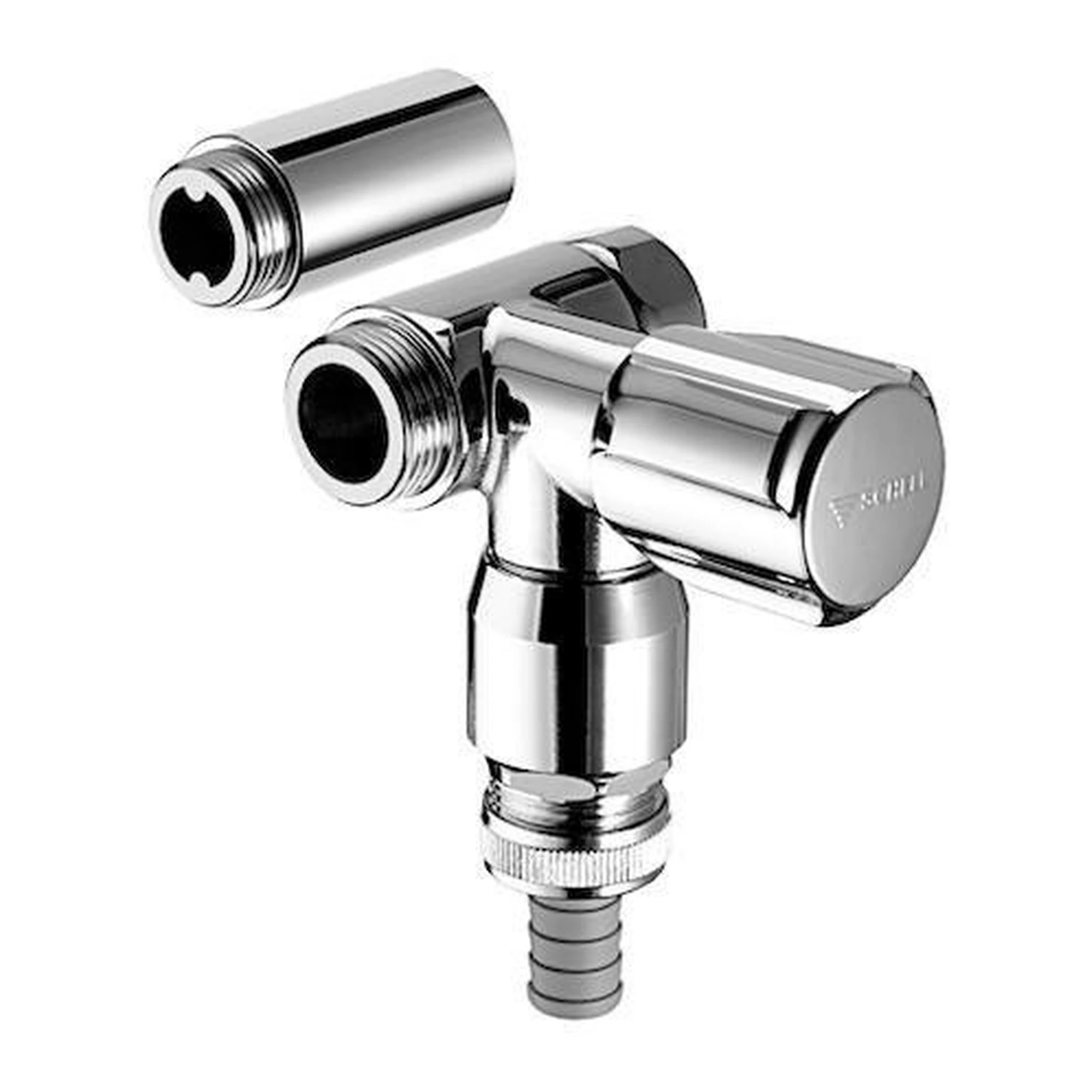 SCHELL | NA-Ventil COMFORT | chrom, für Wandbatterie, 3/4Z, mit RFV u Anschluss rechts