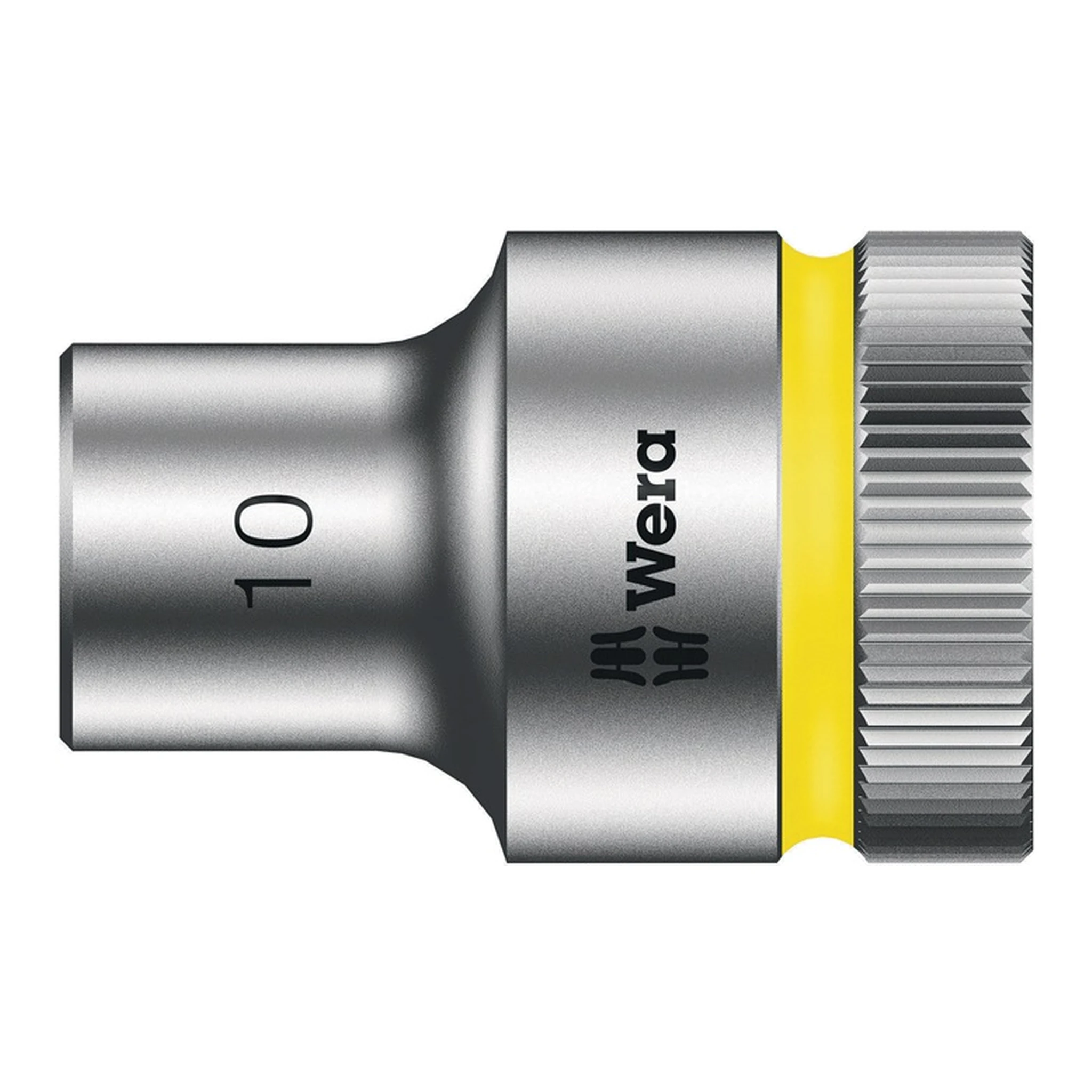 WERA | Steckschlüsseleinsatz 8790 HMC Außen-6-kant | SW10mm L.37mm Vierkant1/2Zoll CV mattverchromt Rändelung