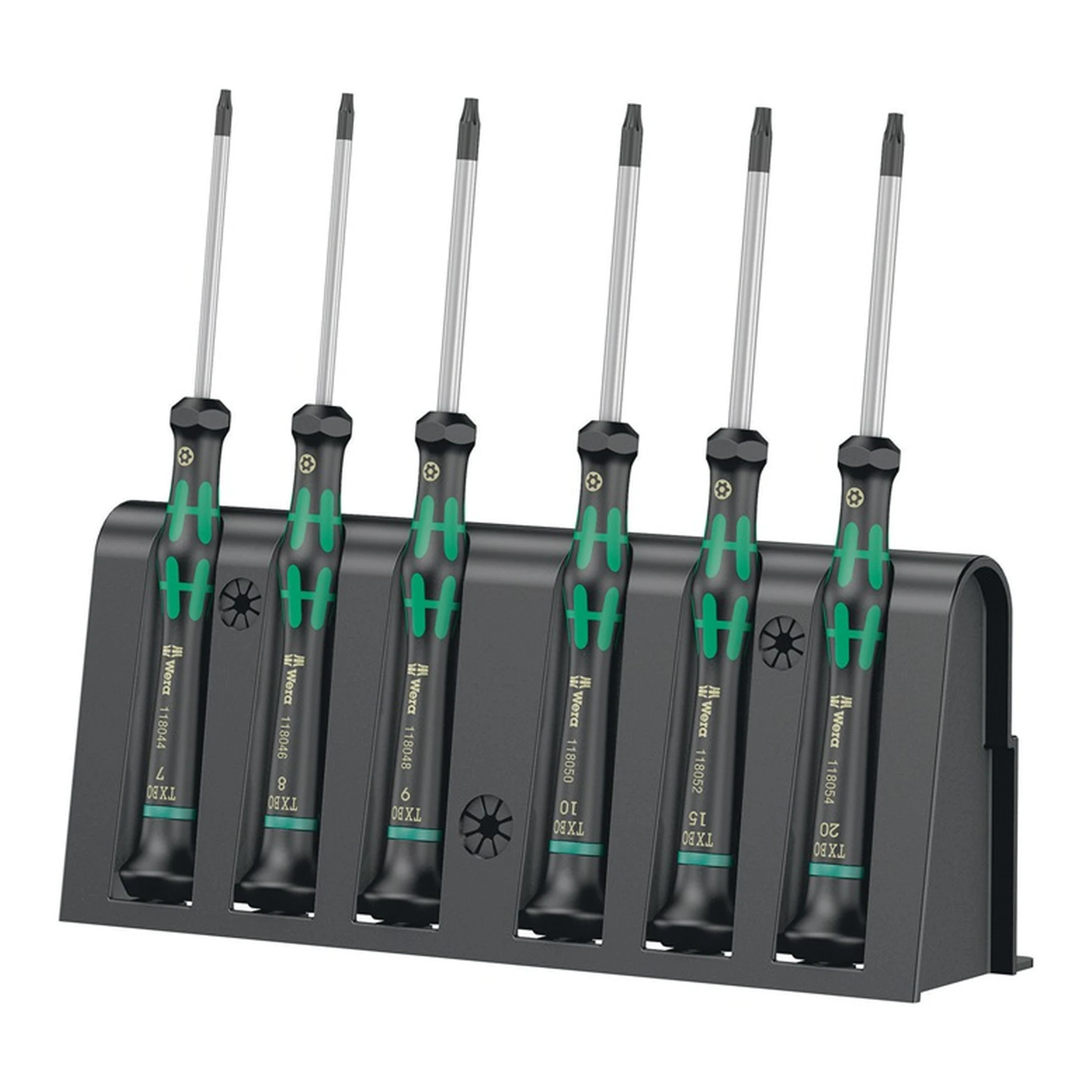 WERA | Elektronikerschraubendrehersatz 2067/6 TX BO | 6teilig 6TorxBO rund nicromattiert Griff m.Drehkappe