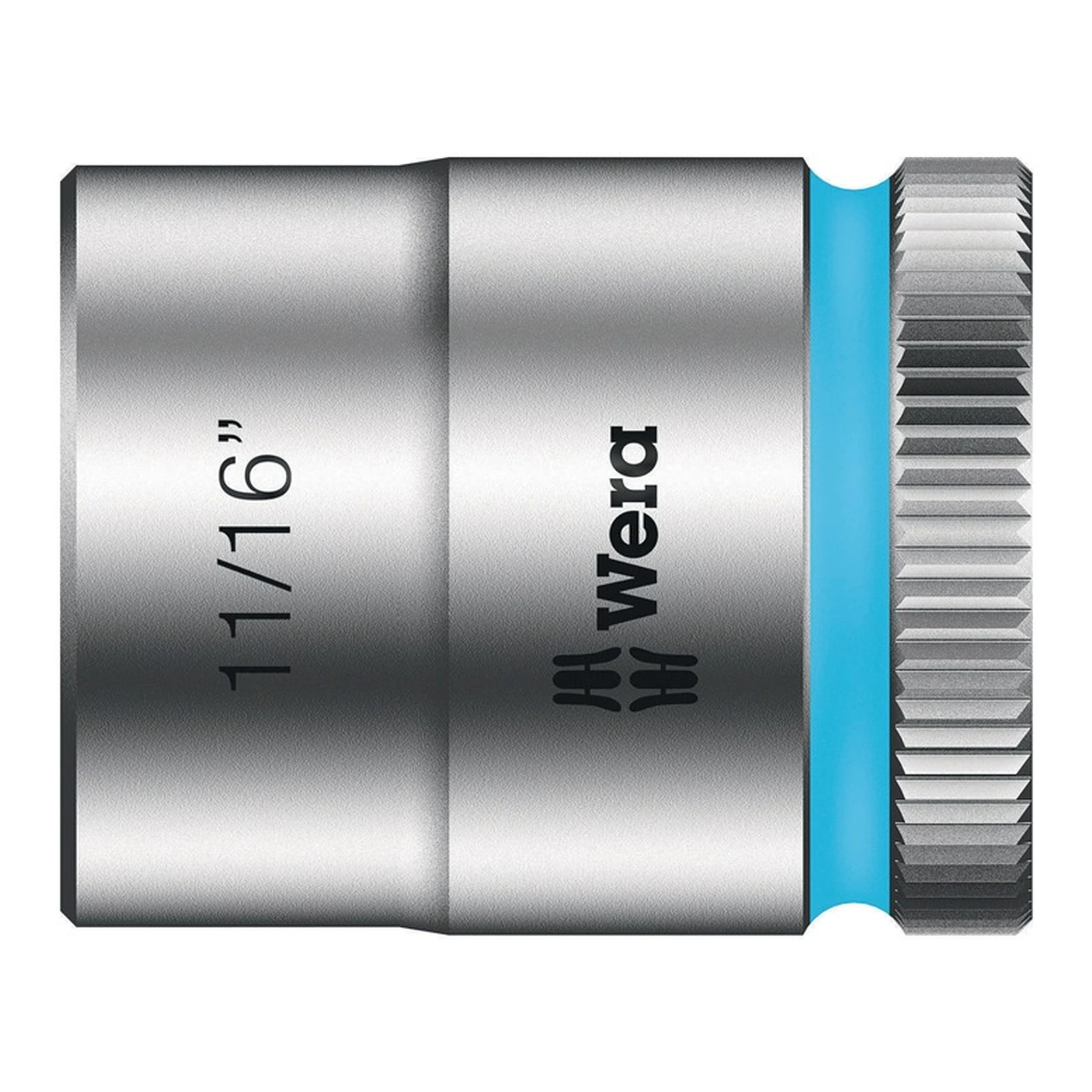 WERA | Steckschlüsseleinsatz 8790 HMB Außen-6-kant | SW11/16Zoll L.30mm Vierkant3/8Zoll CV mattverchromt Rändelung