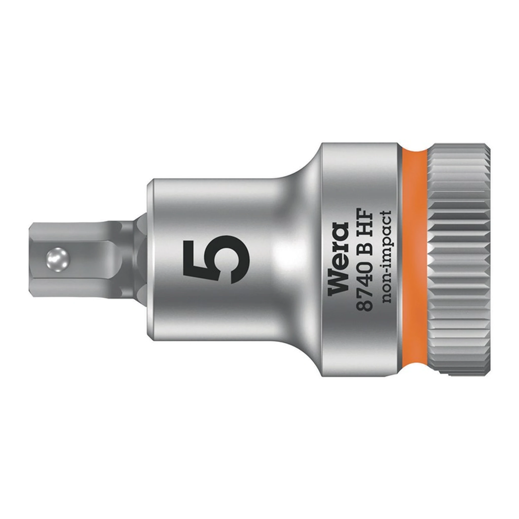 WERA | Schraubendrehereinsatz 8740 B HF Innen-6-kant | SW5mm Antriebs-4-kant 3/8Zoll mattverchromt Kugelfangrille Rändelung