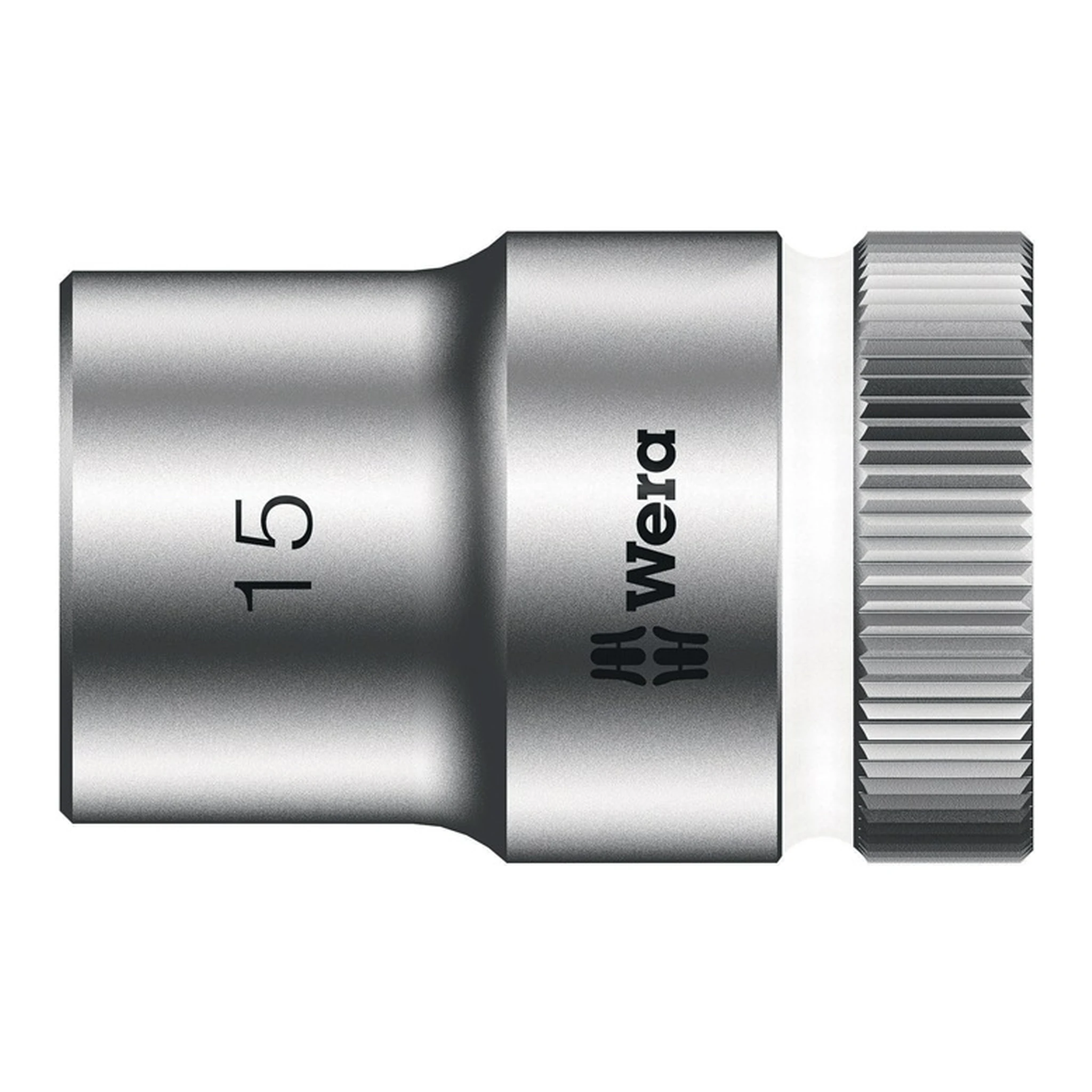 WERA | Steckschlüsseleinsatz 8790 HMC Außen-6-kant | SW15mm L.37mm Vierkant1/2Zoll CV mattverchromt Rändelung