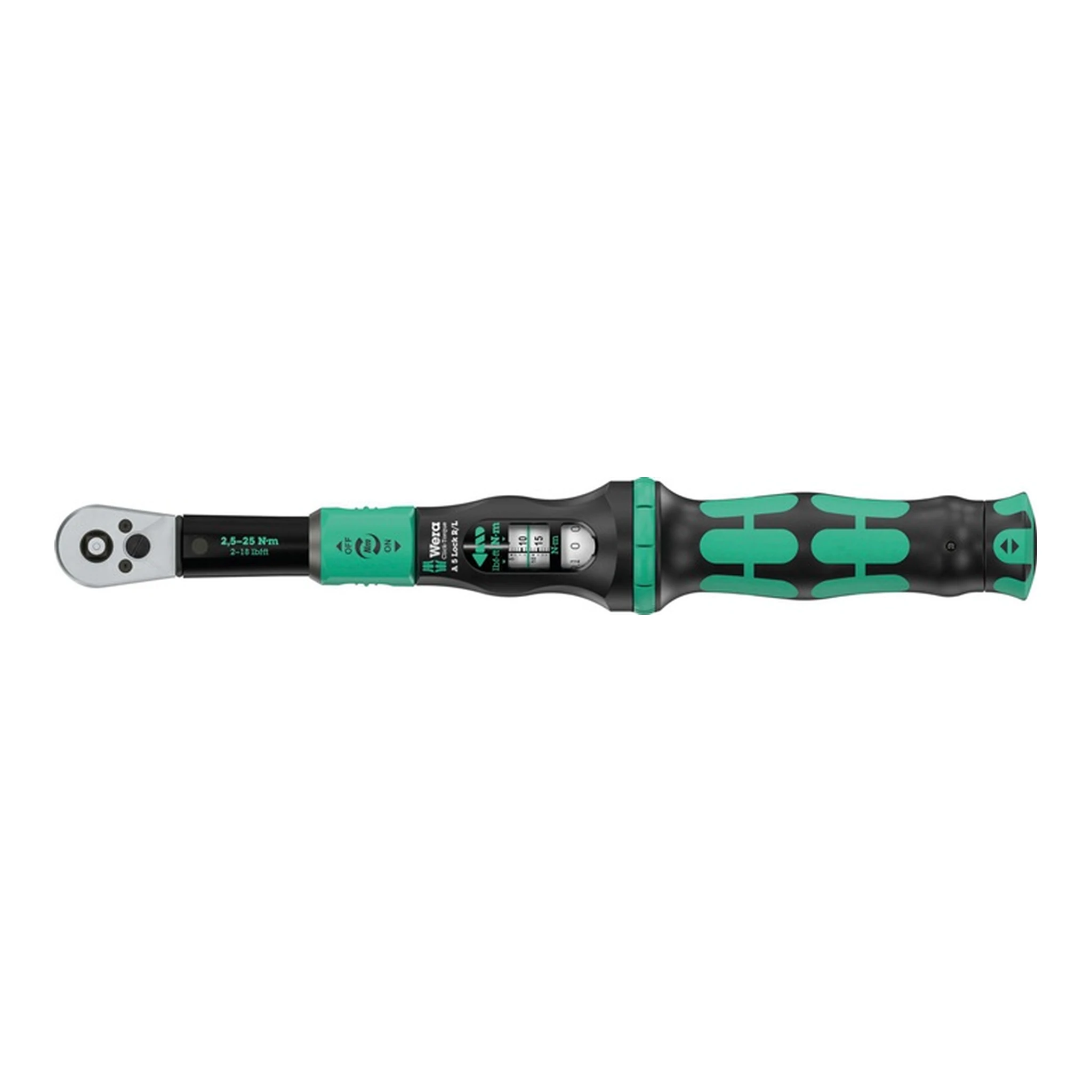 WERA | Drehmomentschlüssel Click-Torque Lock A 5 R/L | 1/4 ″ 2,5-25 Nm