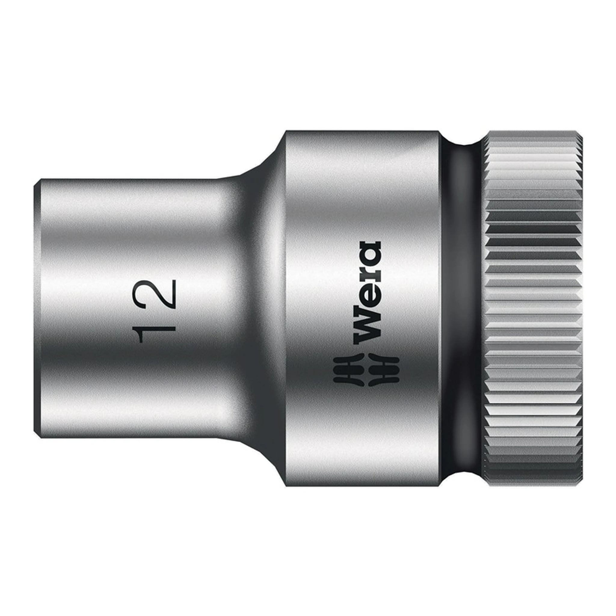 WERA | Steckschlüsseleinsatz 8790 HMC Außen-6-kant | SW12mm L.37mm Vierkant1/2Zoll CV mattverchromt Rändelung