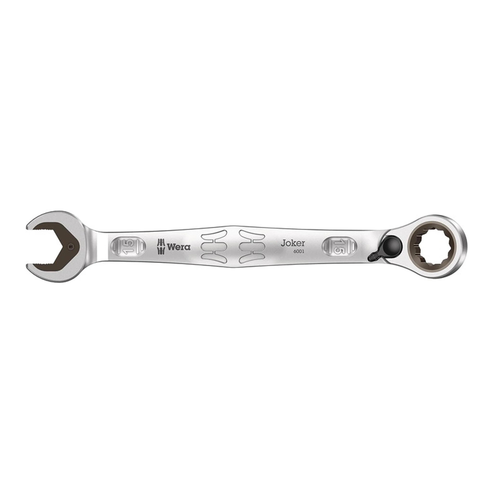 WERA | Maulringratschenschlüssel Joker | Schlüsselweite 15 mm Länge 199 mm umschaltbar, Ringseite 15 °
