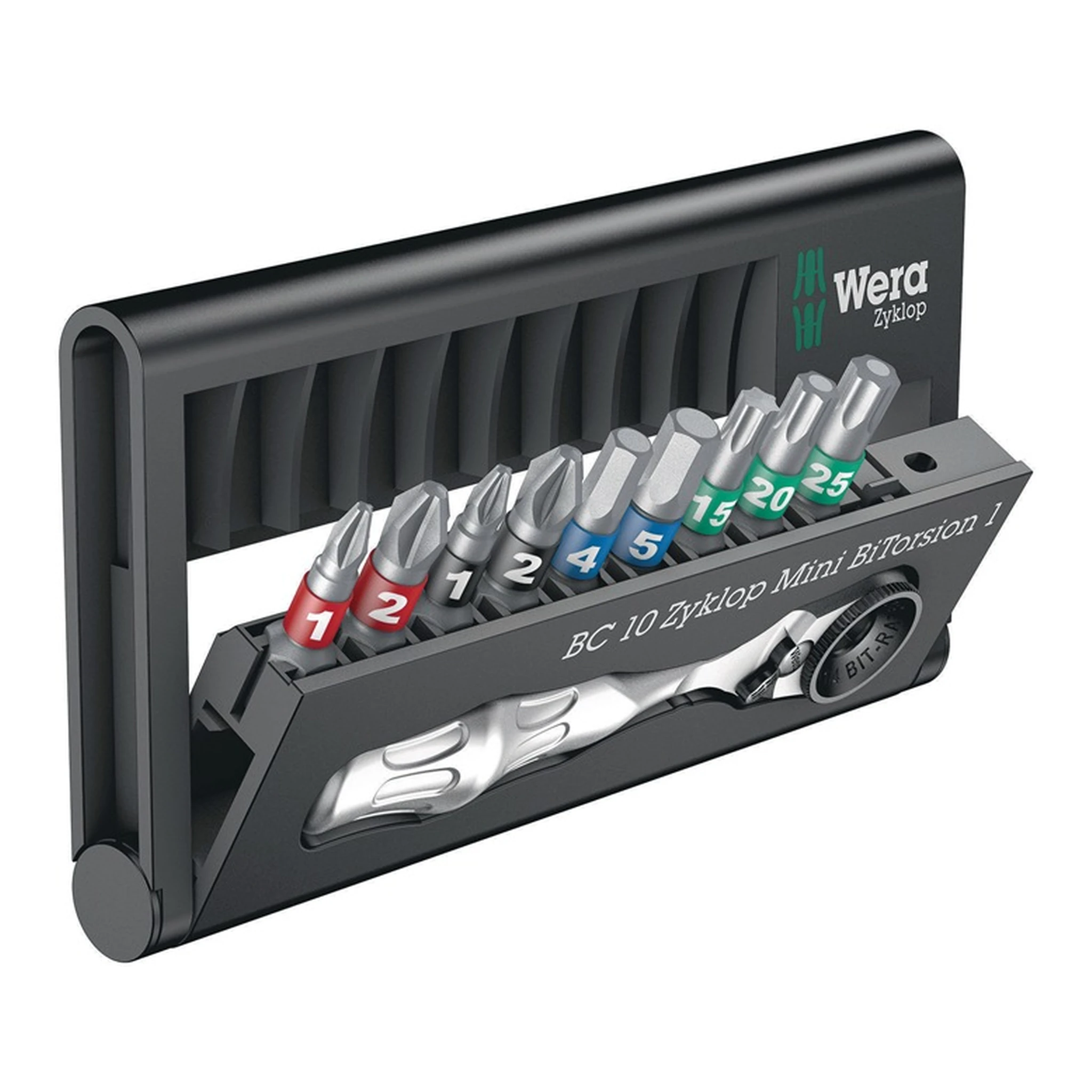 WERA | Bitsatz Bit-Check 10 Zyklop Mini BiTorsion 1 | 10teilig Bitratsche/9Bits Bits zähhart