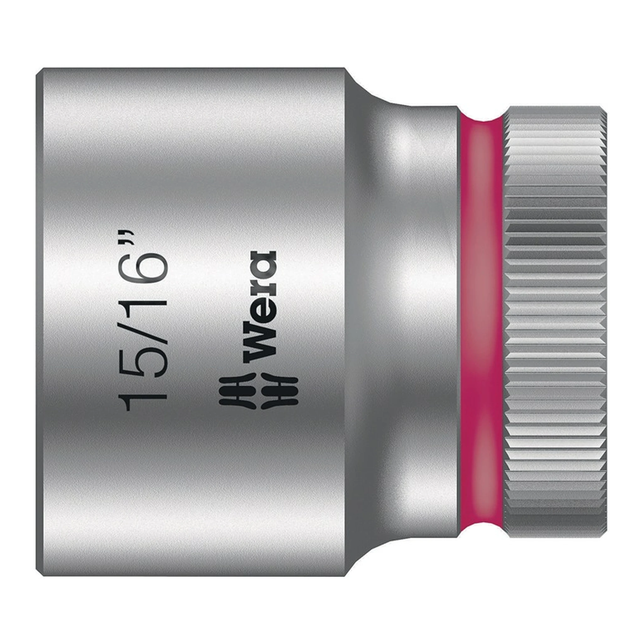 WERA | Steckschlüsseleinsatz 8790 HMC Außen-6-kant | SW15/16Zoll L.37mm Vierkant1/2Zoll CV mattverchromt Rändelung