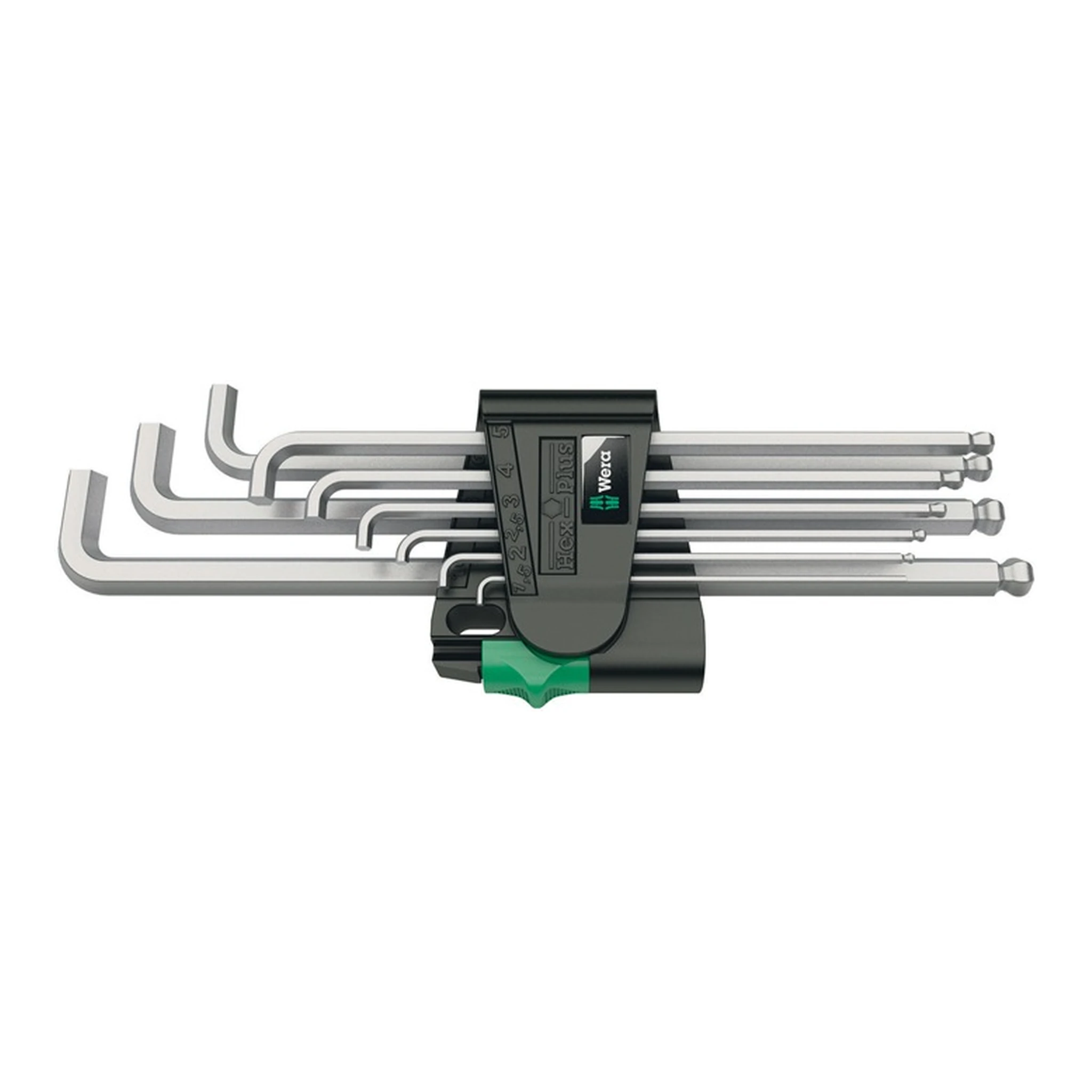 WERA | Winkelschraubendrehersatz 950/9 Hex-Plus 4 | 9teilig SW1,5/2/2,5/3/4/5/6/8/10mm extra kurzer Schenkel m.Kugelkopf