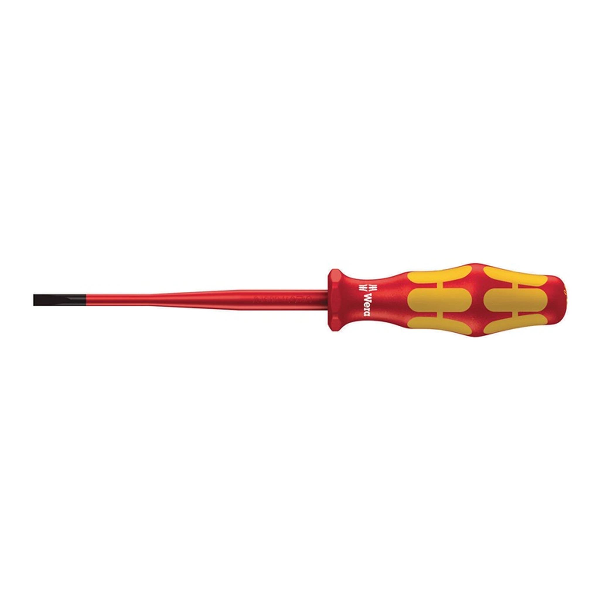 WERA | Schraubendreher 160 iSS VDE Schlitz | Klingen-B4xDicke0,8xL100mm Griff-L.81mm isoliert red.Klingen-D konische Schneide