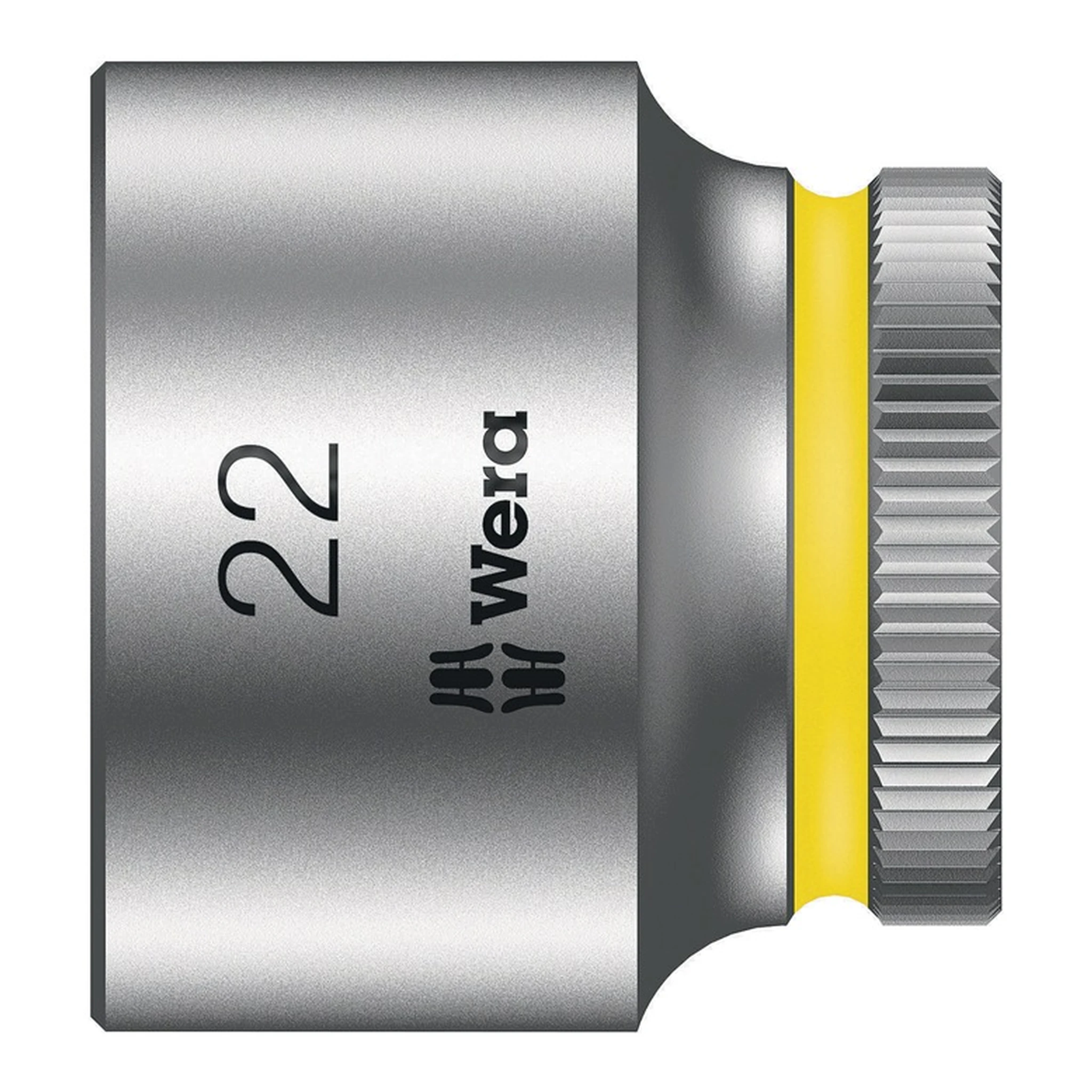 WERA | Steckschlüsseleinsatz 8790 HMB Außen-6-kant | SW22mm L.30mm Vierkant3/8Zoll CV mattverchromt Rändelung