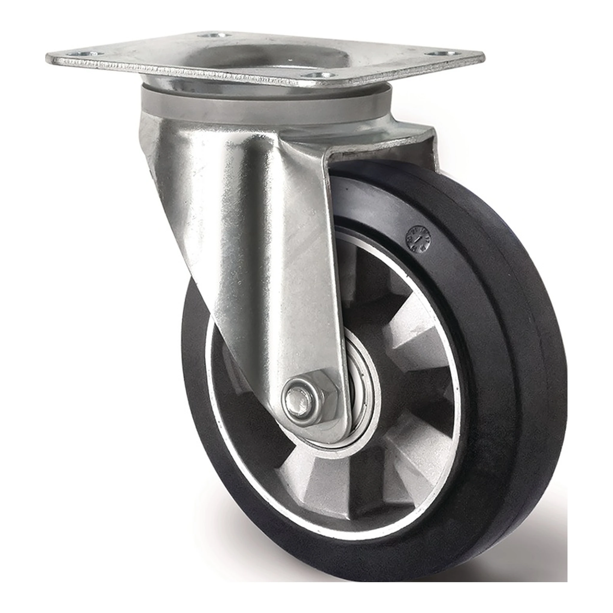 TECWERK | Schwerlastlenkrolle | Rad-Ø 160 mm Tragfähigkeit 400 kg Lenkrolle Elastikgummi 135 mm