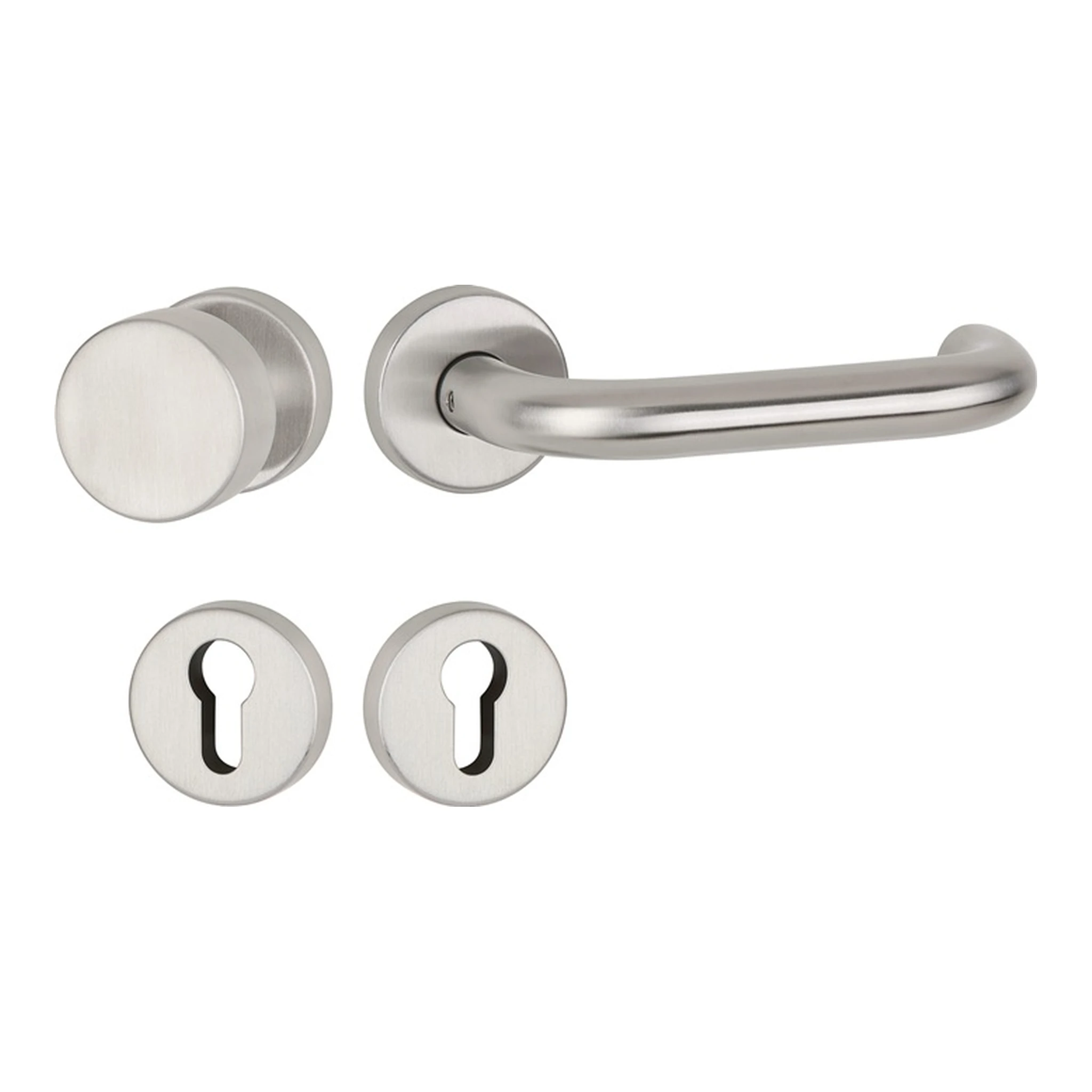 TECWERK | Drückergarnitur Basic 01 | Edelstahl 60 Edelstahl matt U-Form PZ
