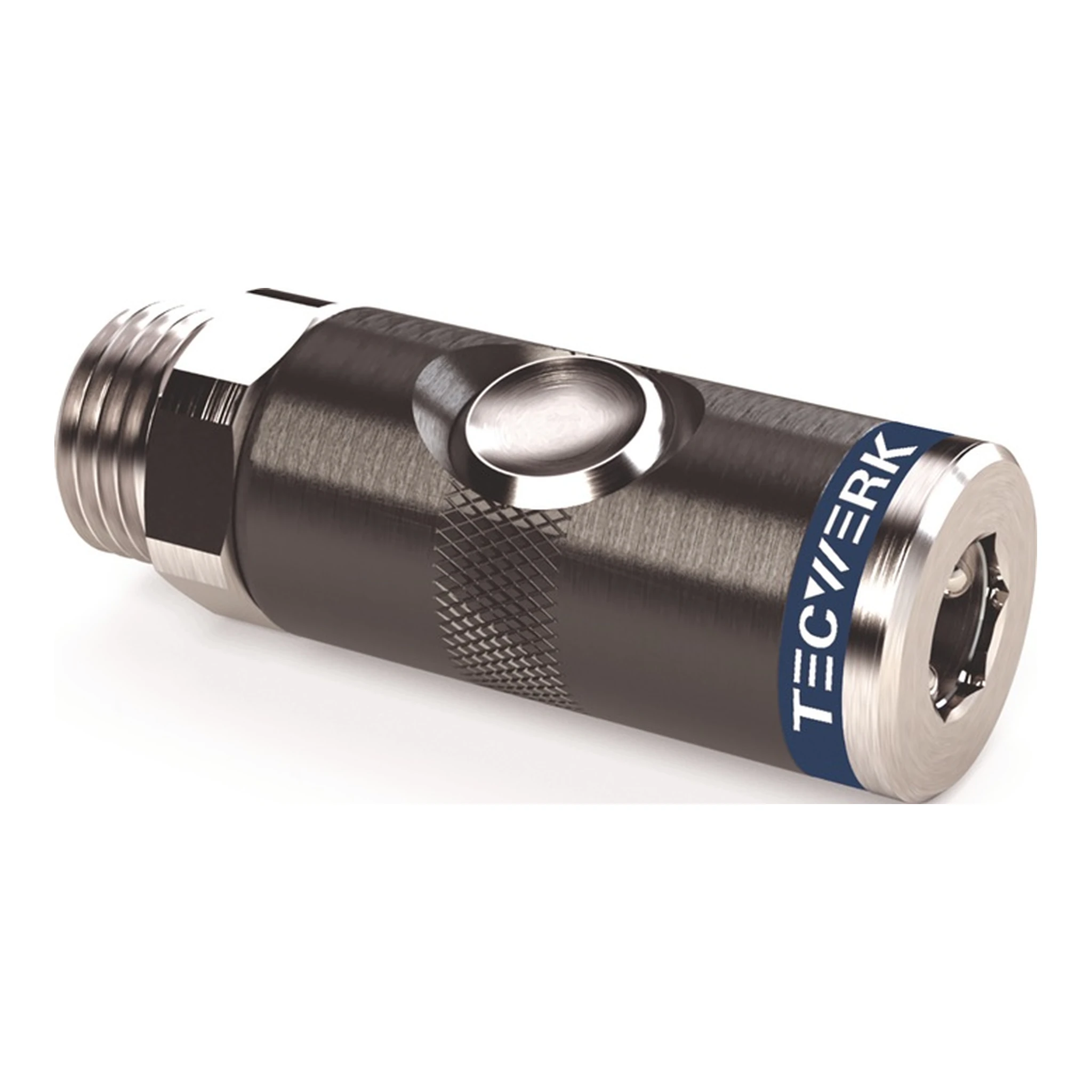 TECWERK | Druckknopf-Sicherheitskupplung | DN 7,4, Außengewinde Aluminium NBR Gewinde G 3/8 ″ 16,66 mm