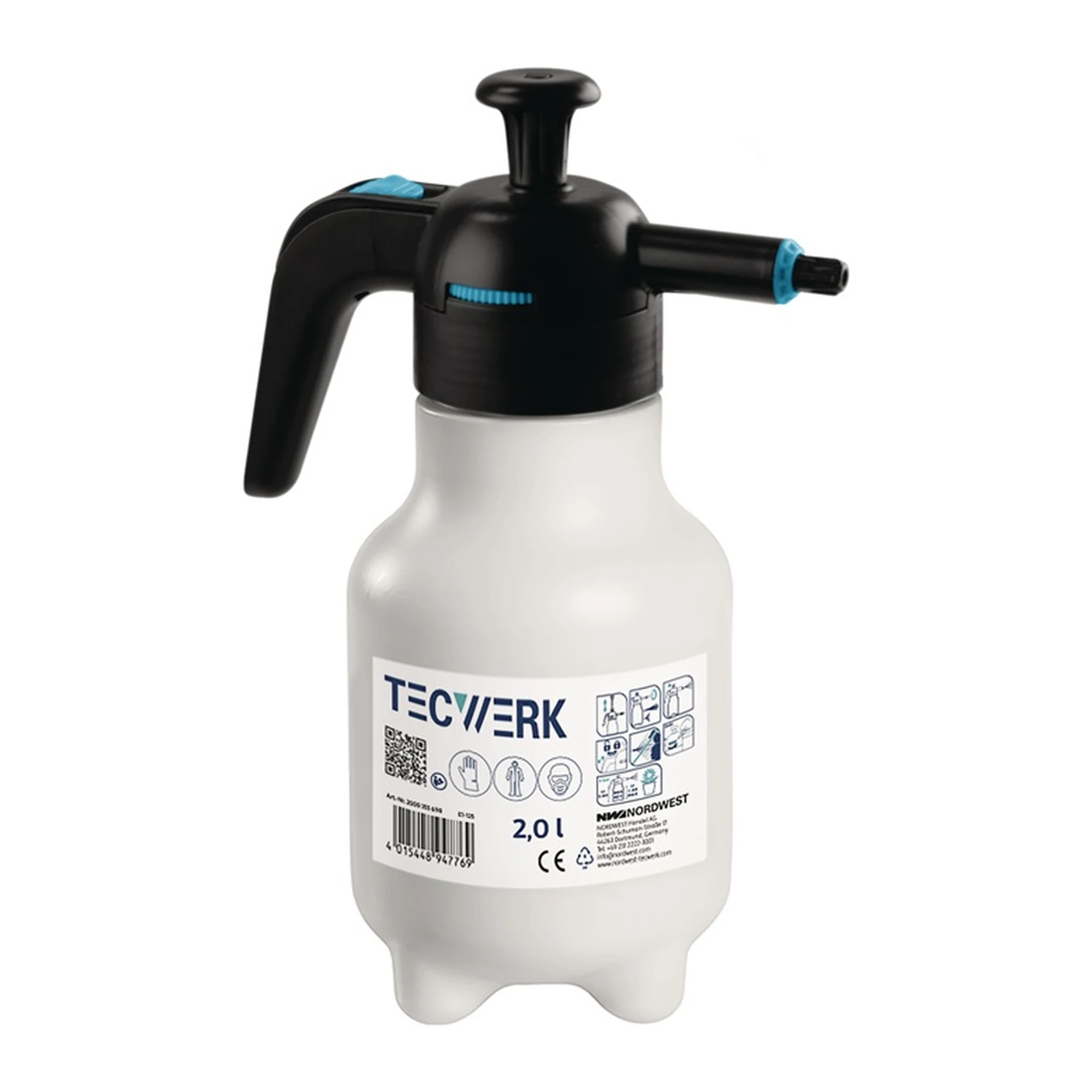 TECWERK | Drucksprüher | 2 l FPM Dichtung, Kunststoff-Düse