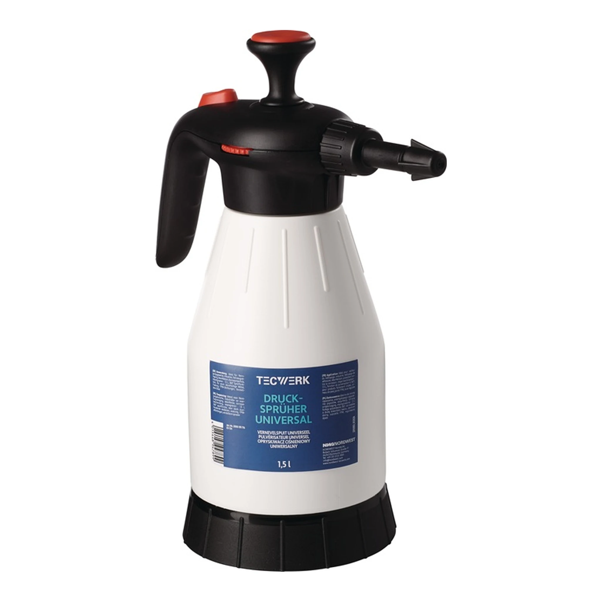 TECWERK | Drucksprüher 360° FPM | 1,5 l FPM / FKM Dichtungen rot