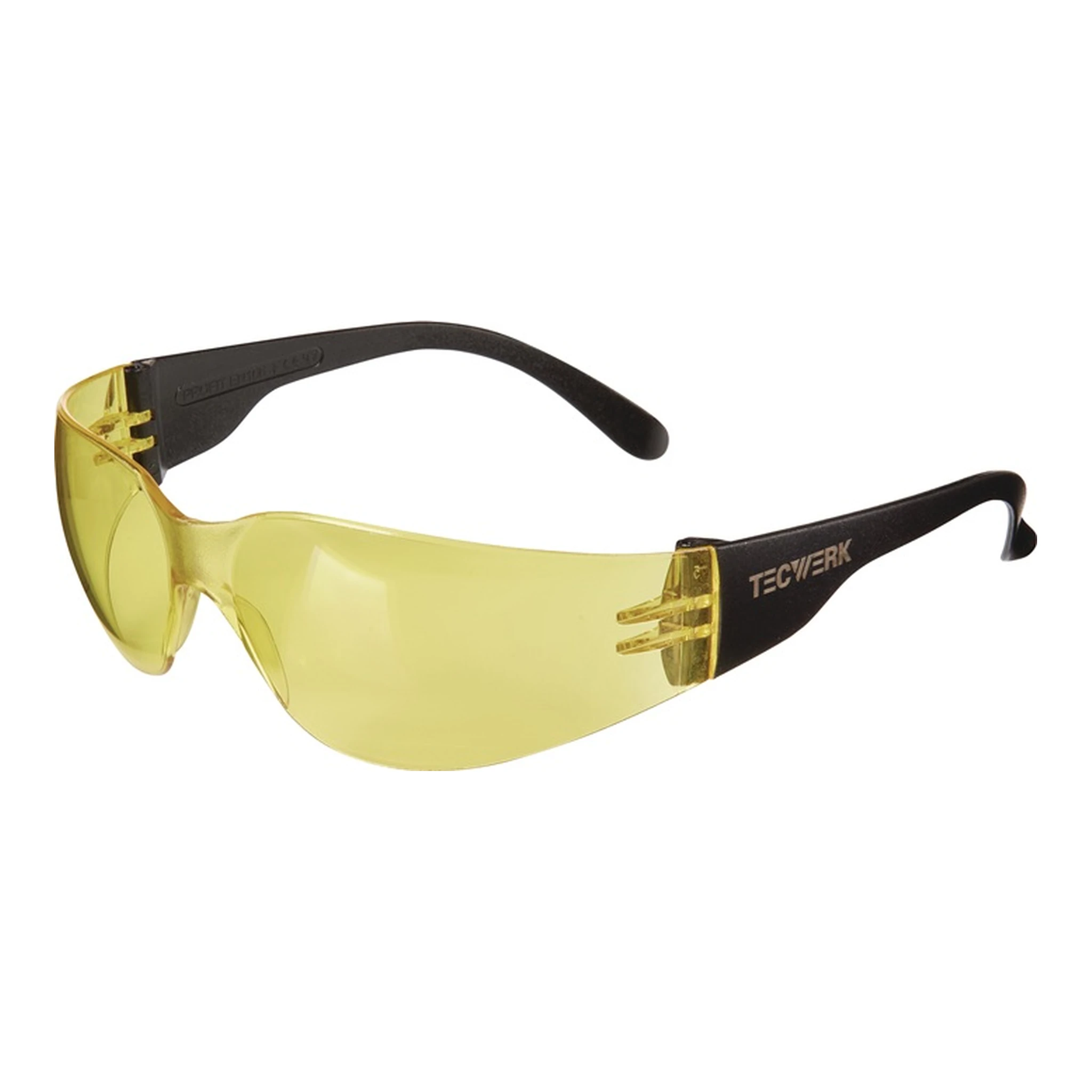 TECWERK | Schutzbrille Daylight Basic | EN 166 Bügel schwarz, Scheibe gelb
