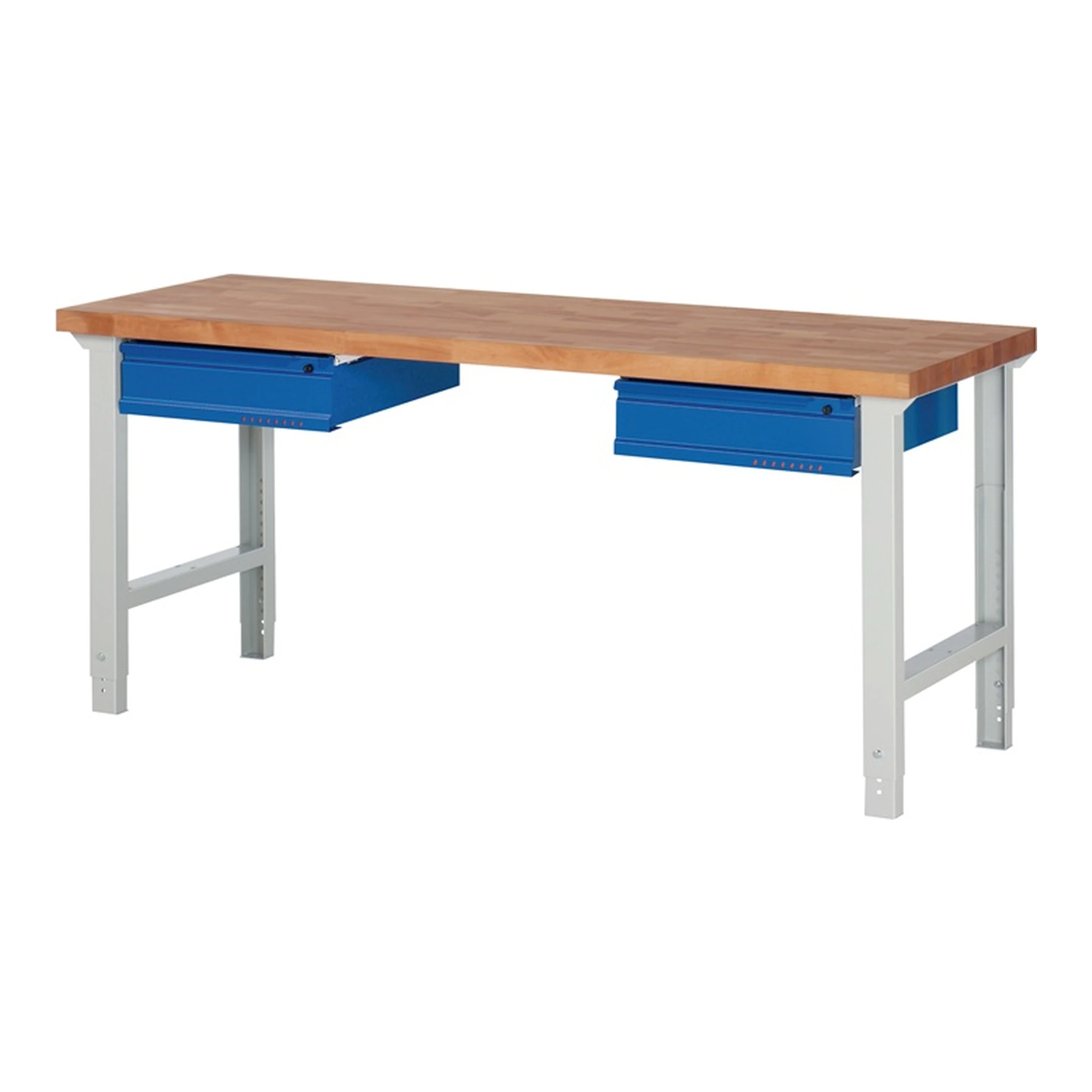 TECWERK | Werkbank Serie BK 650 | B2000xT700xH790-1140mm Buche massiv lichtgrau / enzianblau
