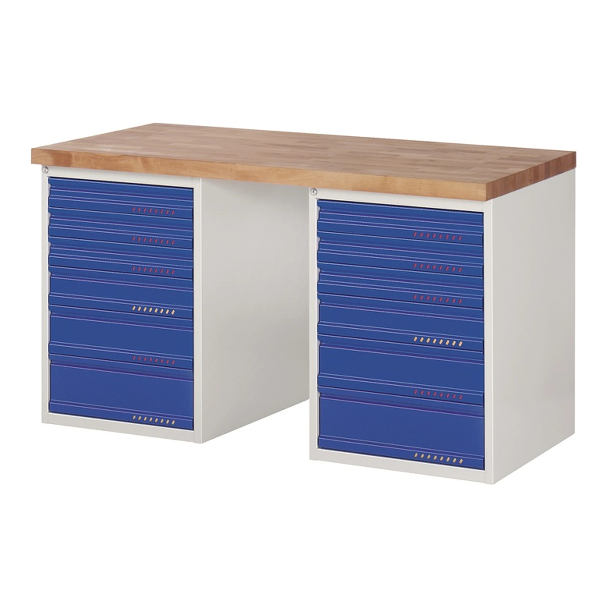 TECWERK | Werkbank Serie BK 650 | B1500xT700xH840mm Buche lichtgrau / enzianblau