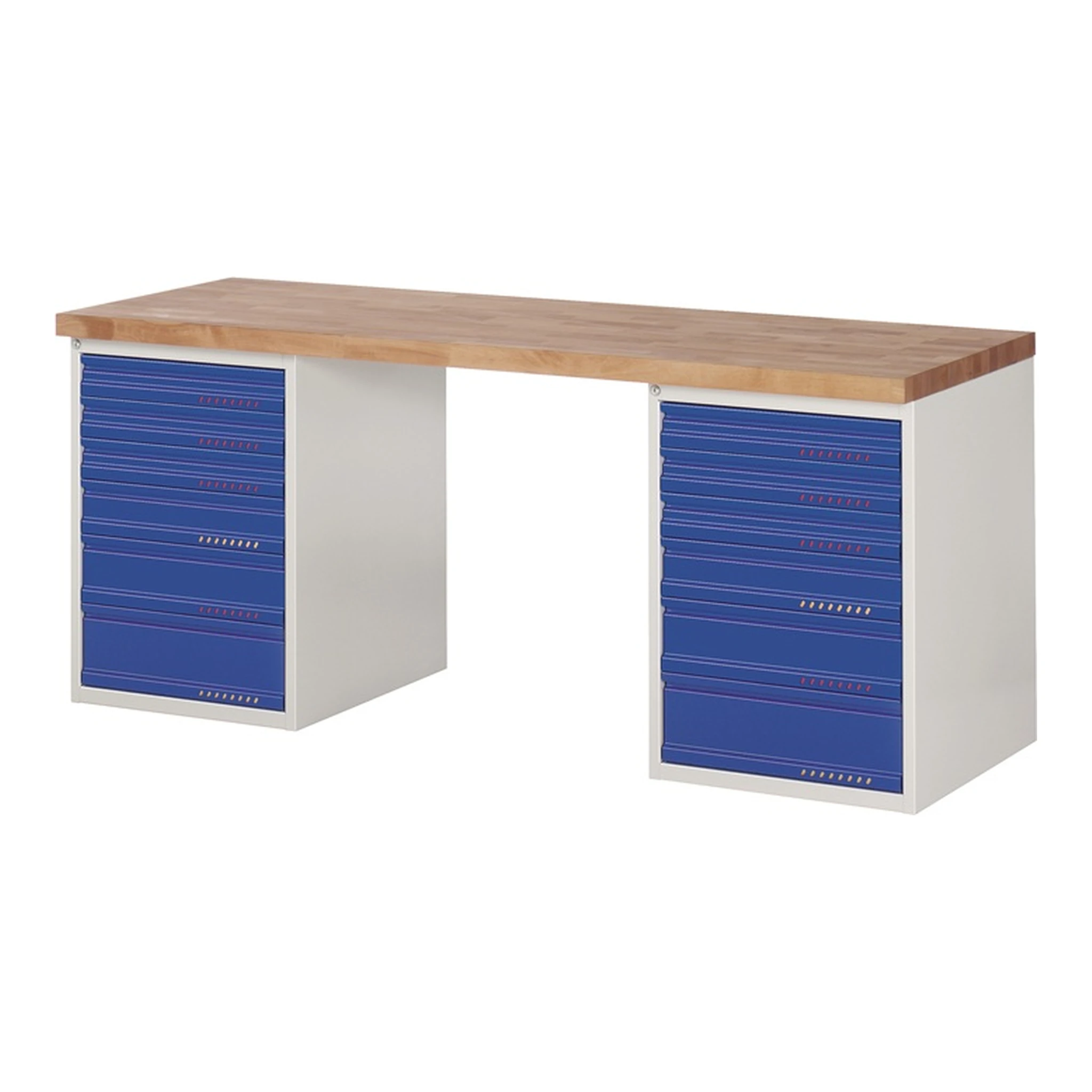 TECWERK | Werkbank Serie BK 650 | B2000xT700xH840mm Buche lichtgrau / enzianblau
