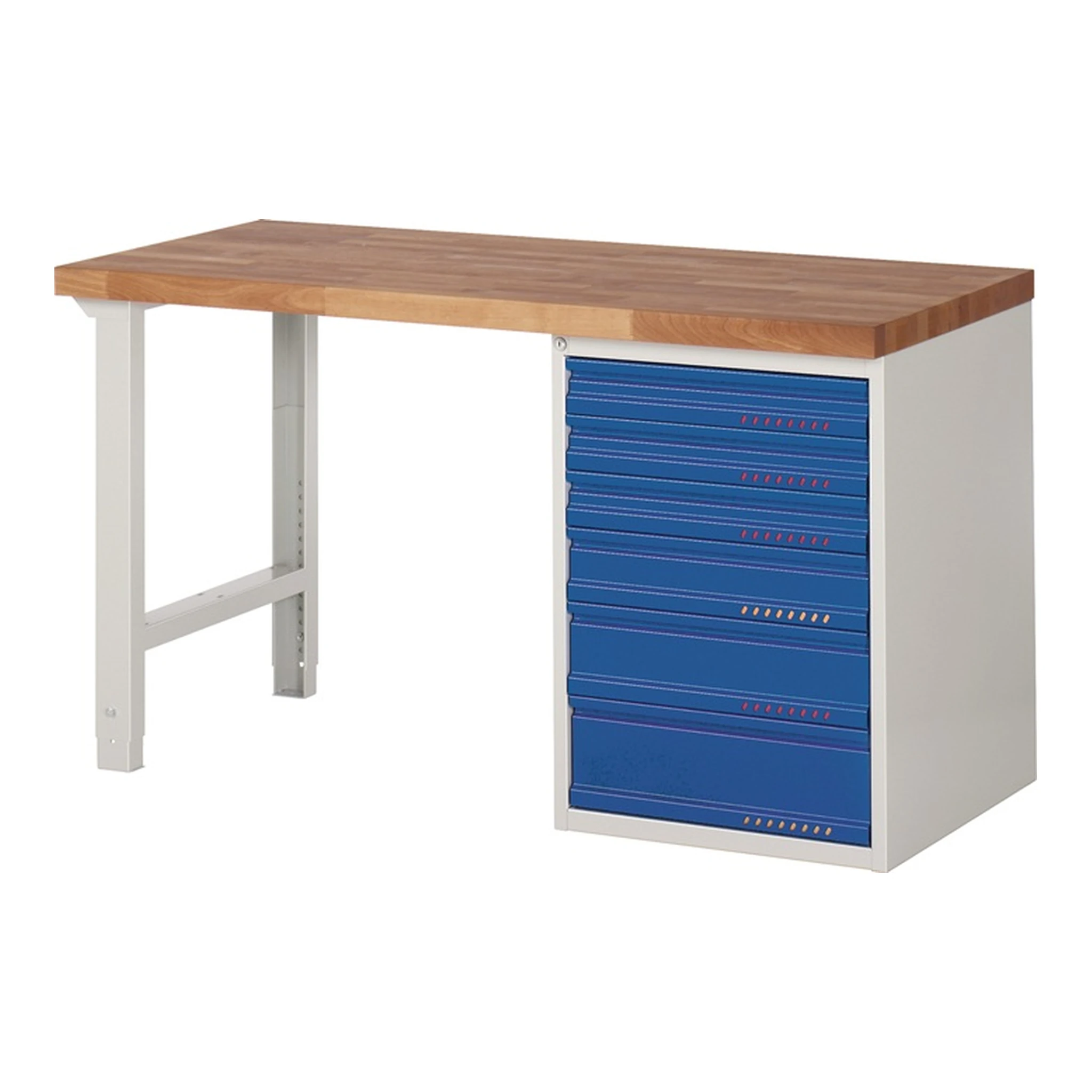 TECWERK | Werkbank Serie BK 650 | B1500xT700xH840mm Buche lichtgrau / enzianblau