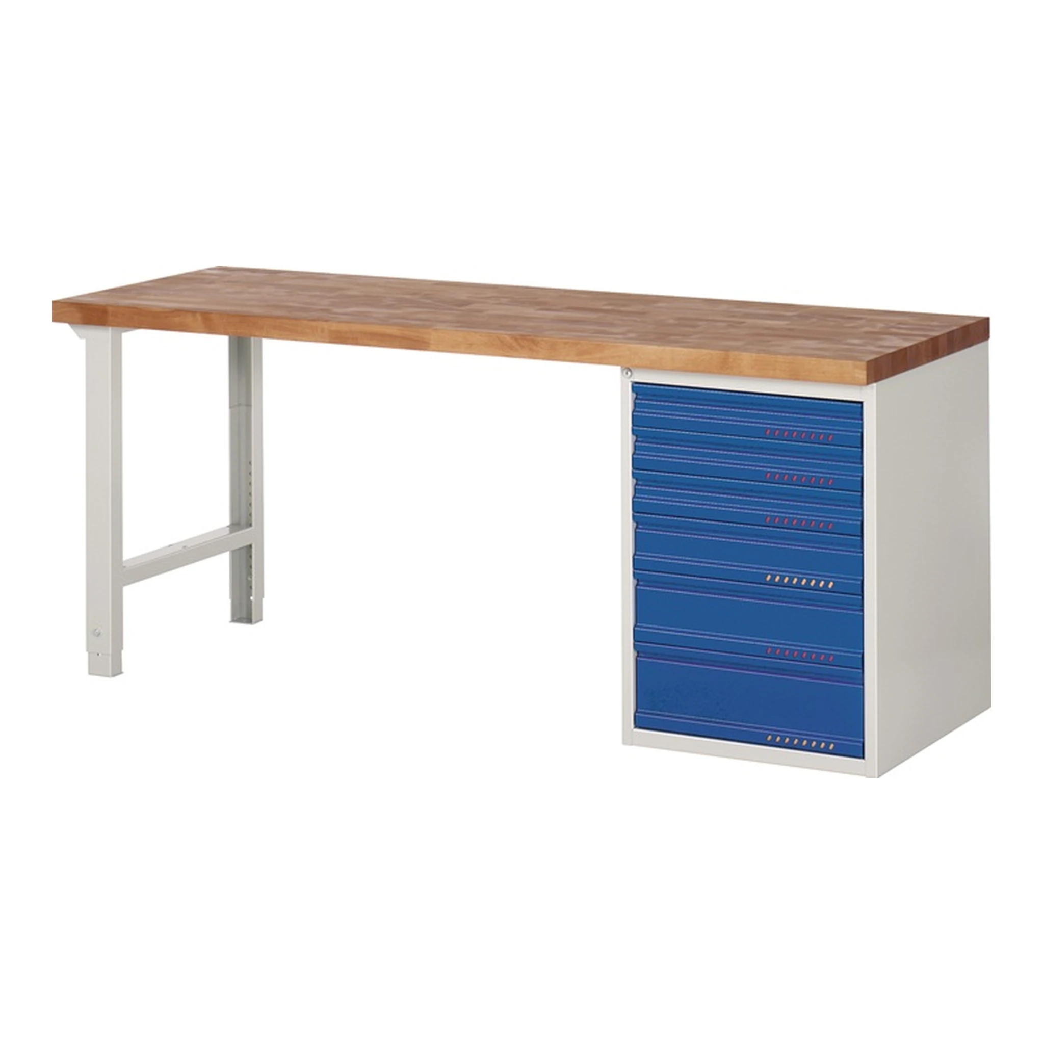 TECWERK | Werkbank Serie BK 650 | B2000xT700xH840mm Buche lichtgrau / enzianblau