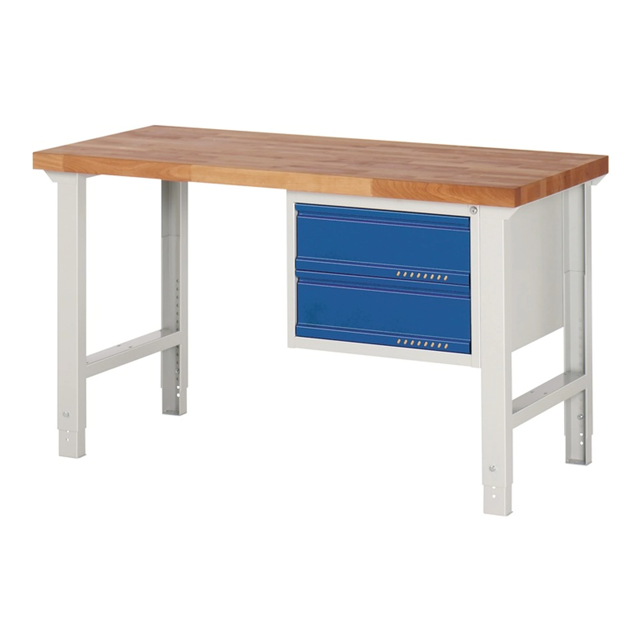 TECWERK | Werkbank Serie BK 650 | B1500xT700xH790-1140mm Buche lichtgrau / enzianblau