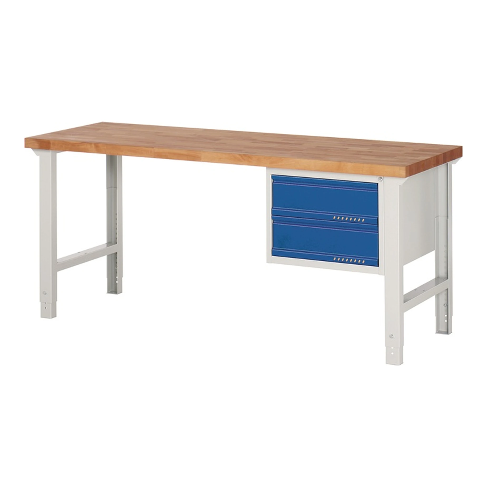 TECWERK | Werkbank Serie BK 650 | B2000xT700xH790-1140mm Buche lichtgrau / enzianblau
