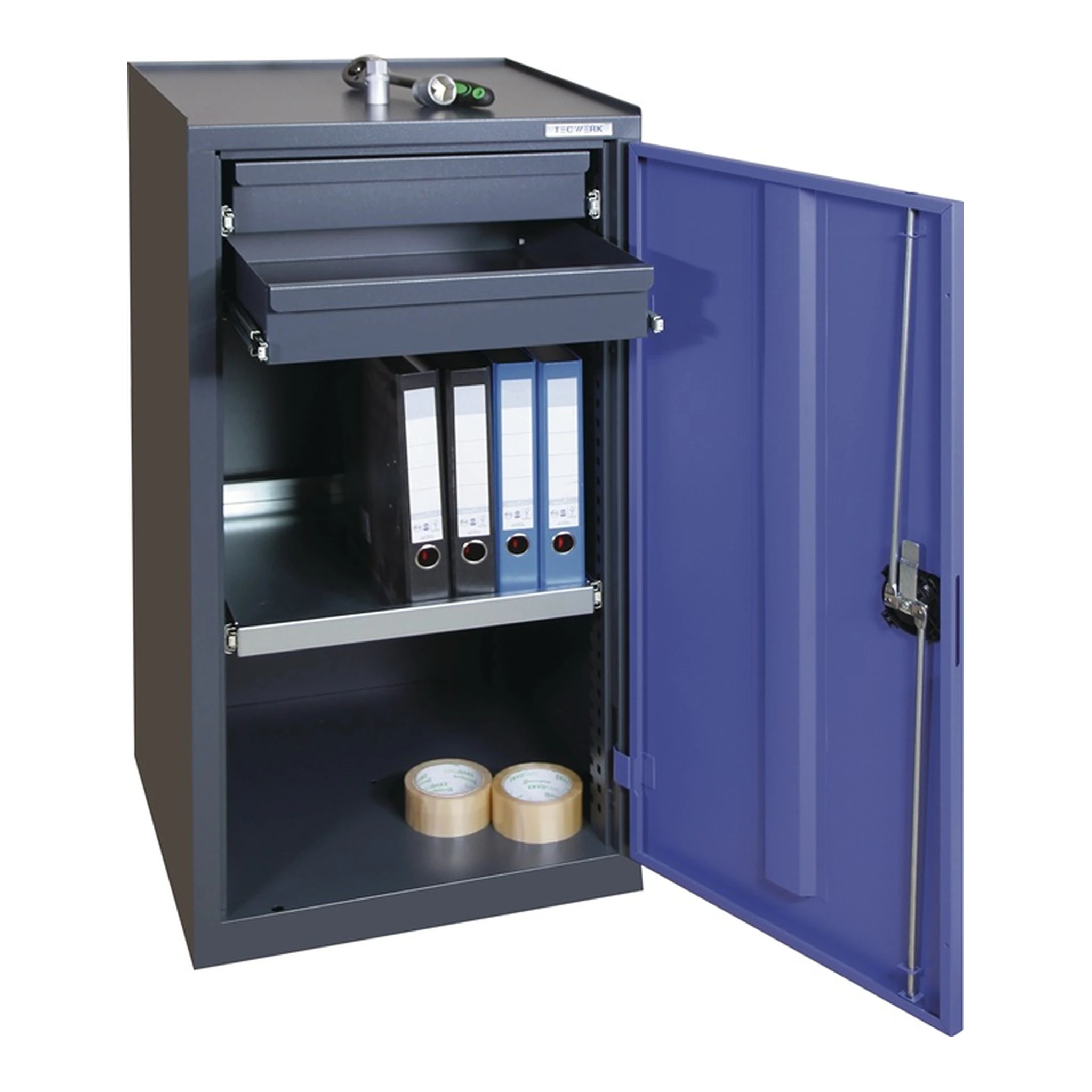 TECWERK | Werkzeug-/Beistellschrank | H1000xB500xT500 mm 2Schubl.,1Bd.
