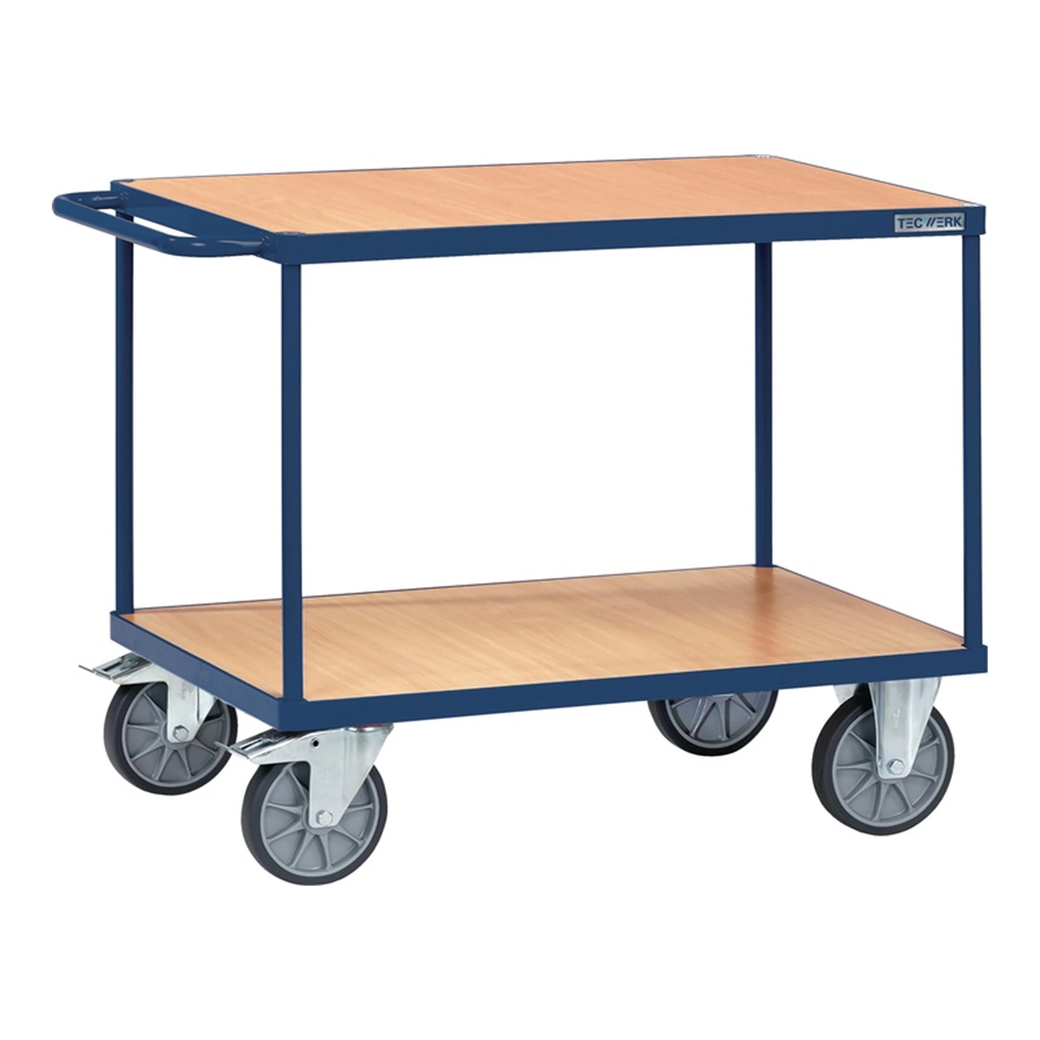 TECWERK | Tischwagen | 2 Ladeflächen L1000xB600mm saphirblau, RAL 5003 Trgf.600 kg
