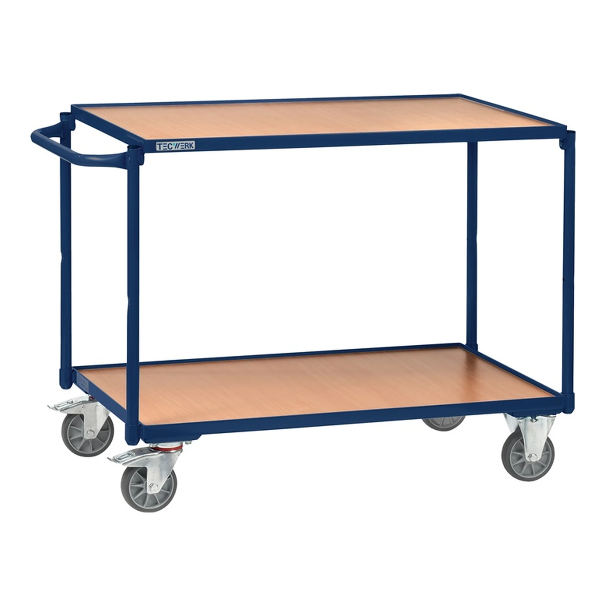 TECWERK | Tischwagen | 2 Ladeflächen L1000xB600mm saphirblau, RAL 5003 Trgf.300 kg