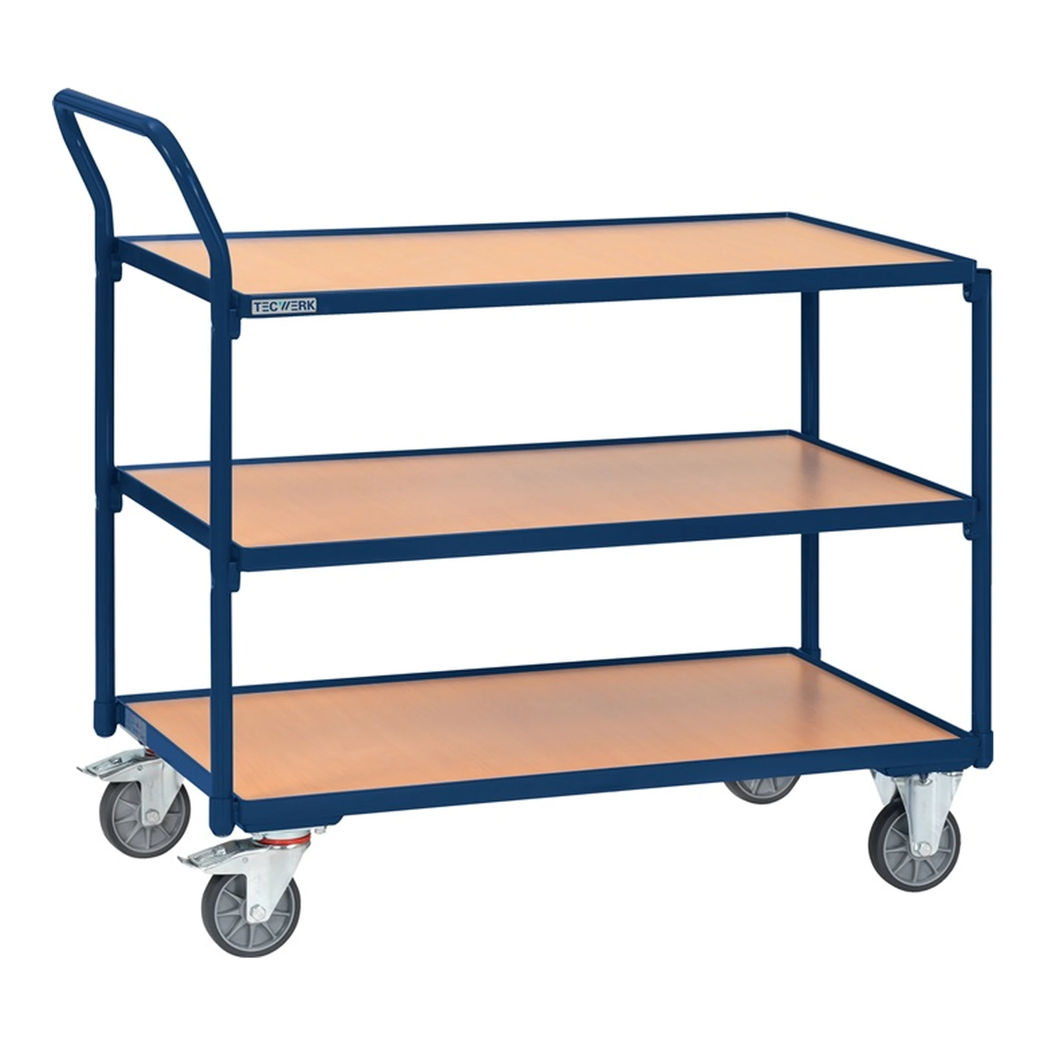 TECWERK | Tischwagen | 3 Ladeflächen L1000xB600mm saphirblau, RAL 5003 Trgf.300 kg