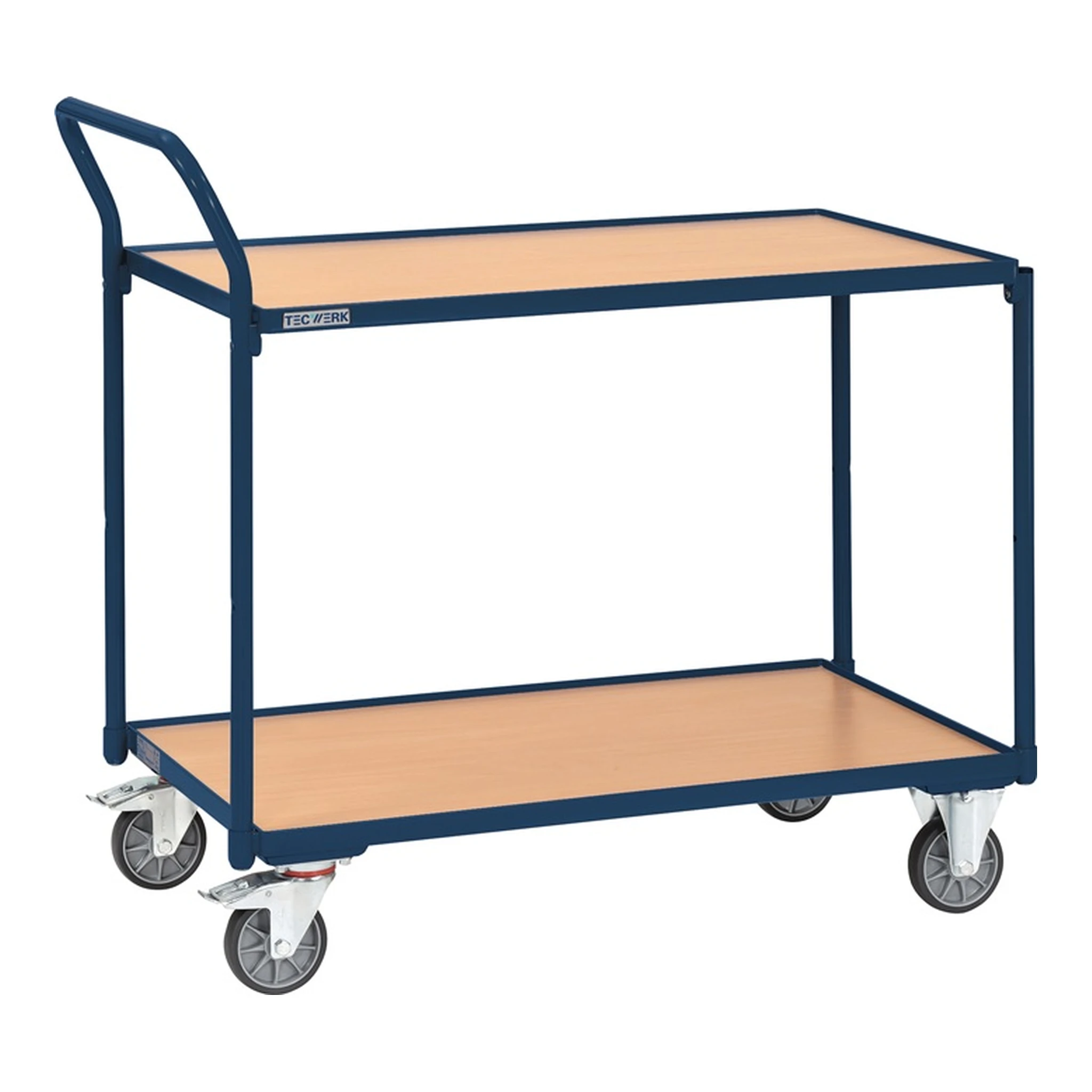 TECWERK | Tischwagen | 2 Ladeflächen L1000xB600mm saphirblau, RAL 5003 Trgf.300 kg