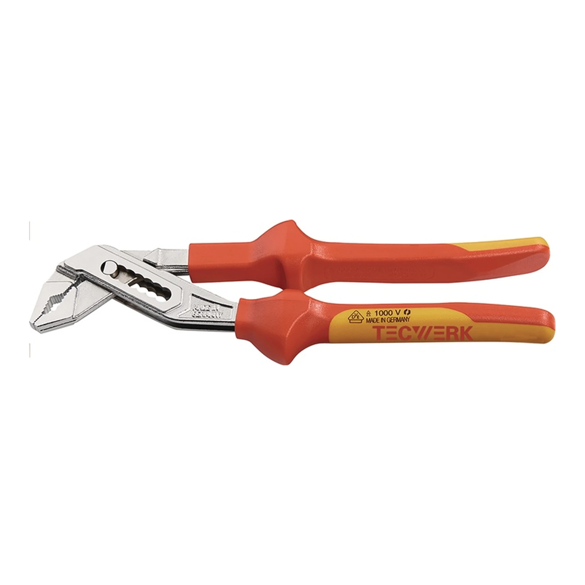 TECWERK | Wasserpumpenzange | Länge 250 mm Spannweite 6-44 mm verchromt VDE