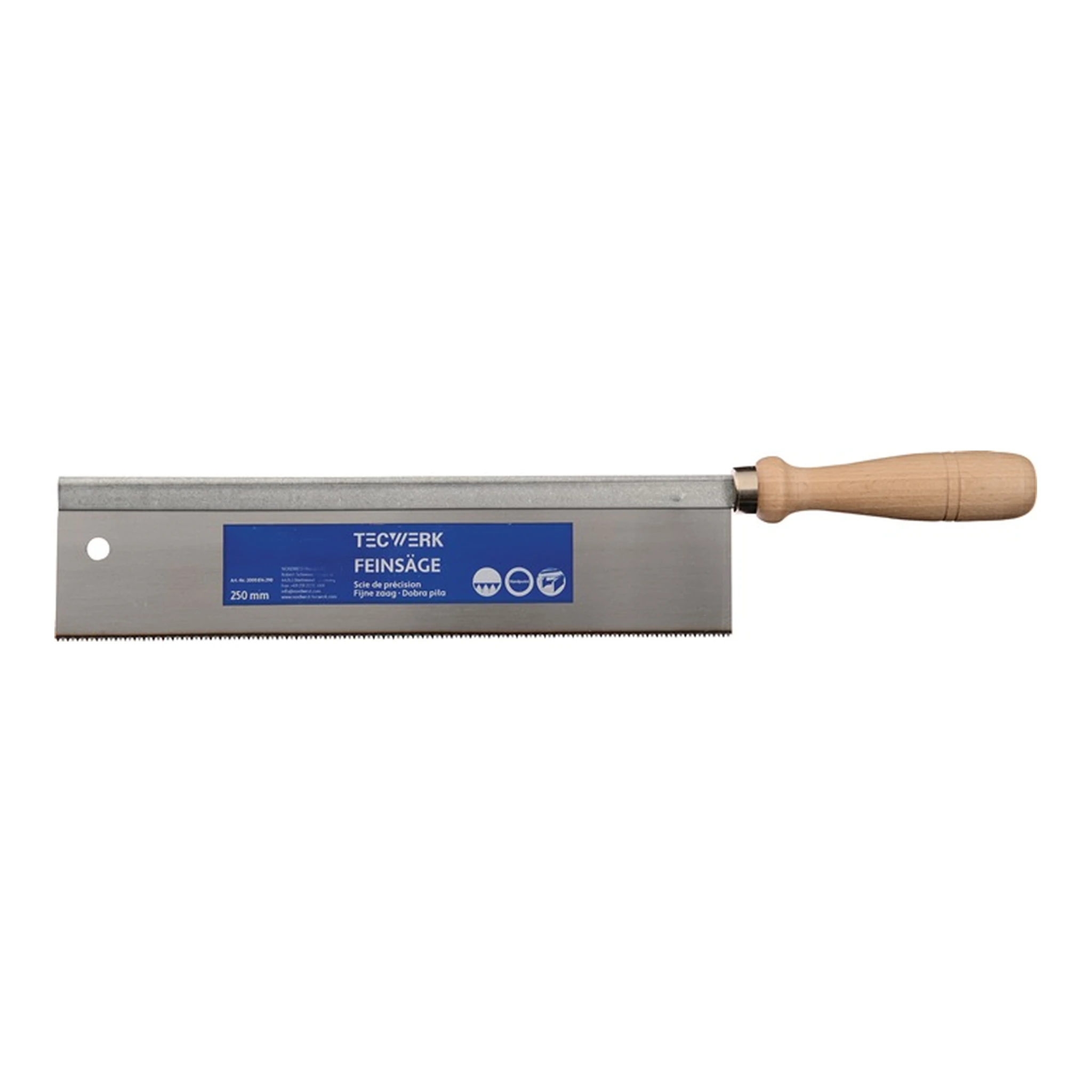 TECWERK | Feinsäge | Blatt-L250xB60mm feine Schnitte in Holz aus Buche